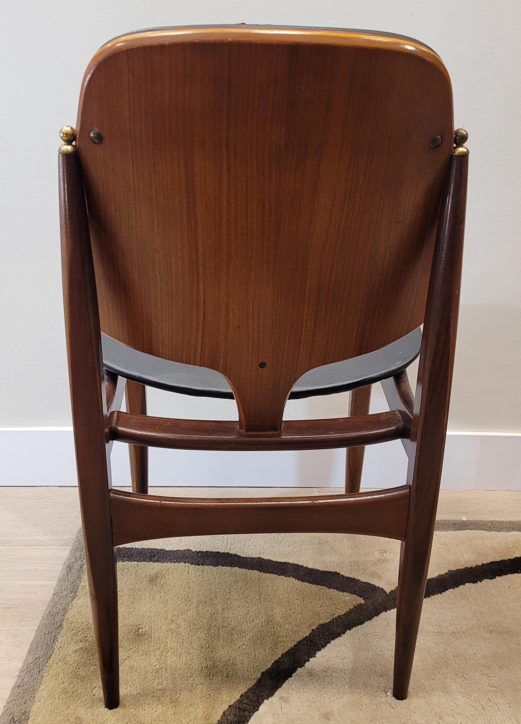 Mid-20th Century England wood black leather pair  Elliotts of Newbury Chairs 