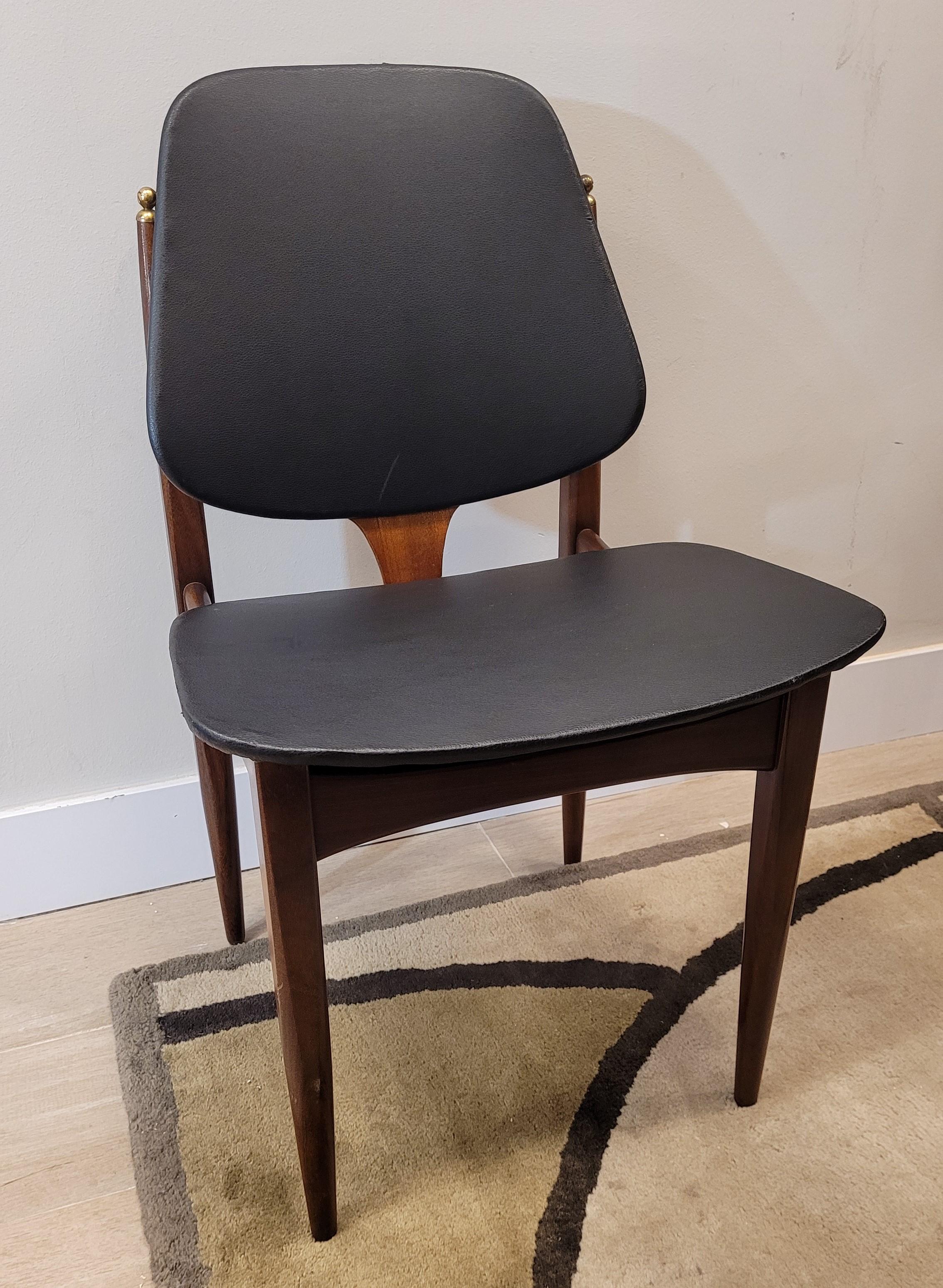England wood black leather pair  Elliotts of Newbury Chairs  For Sale 3