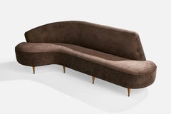 Englander & Bonta Attribution, Sofa, Velvet, Wood, Brass, Argentina, 1950s