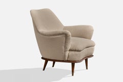 Englander & Bonta, fauteuil, bois, tissu, laiton, Argentine, années 1950