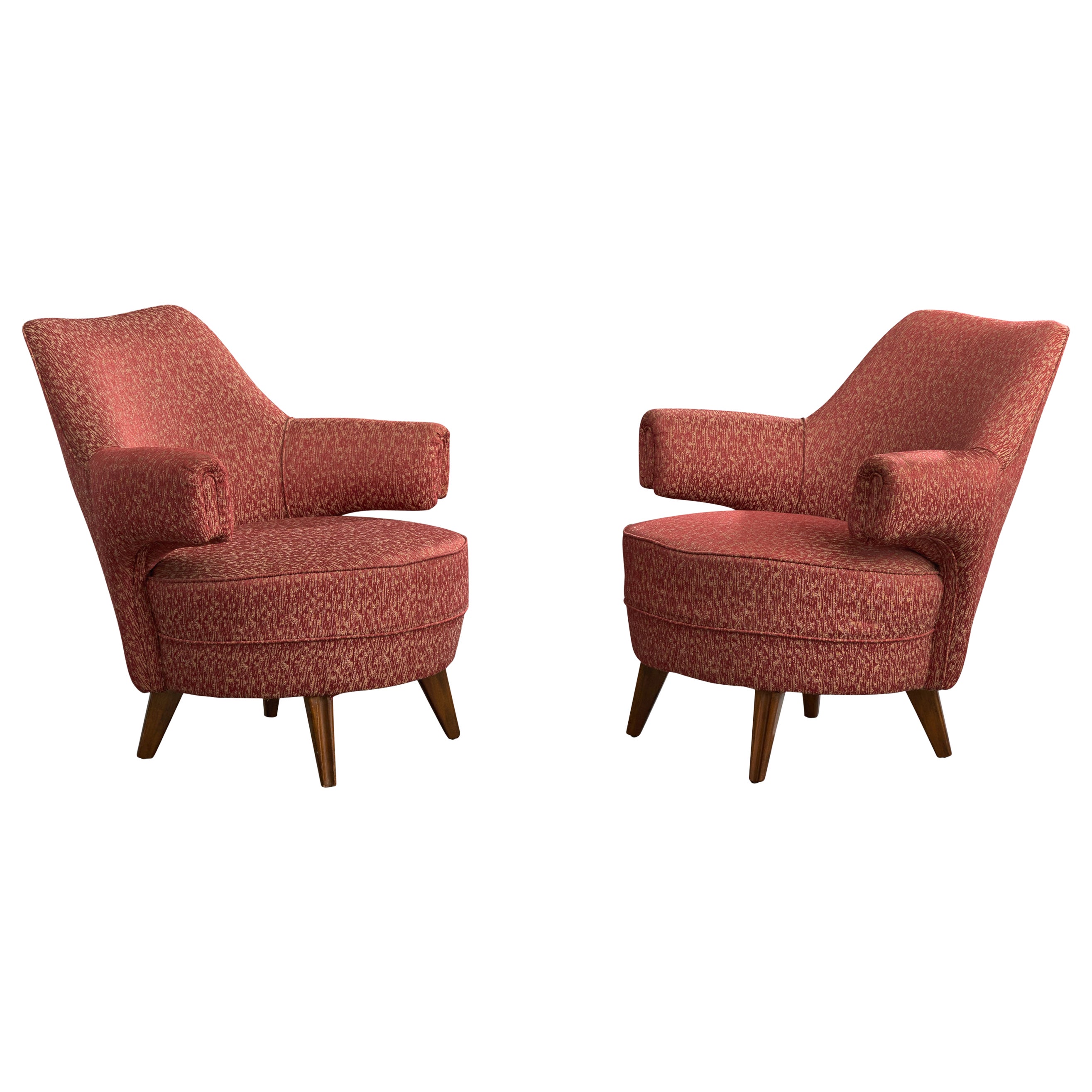 Englander & Bonta, Lounge Chairs, Wood, Fabric, Argentina, 1950s