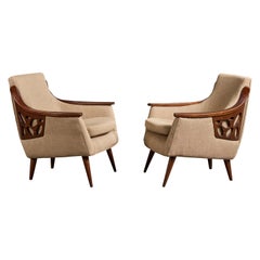 Englander & Bonta, Lounge Chairs, Wood, Fabric, Argentina, 1950s