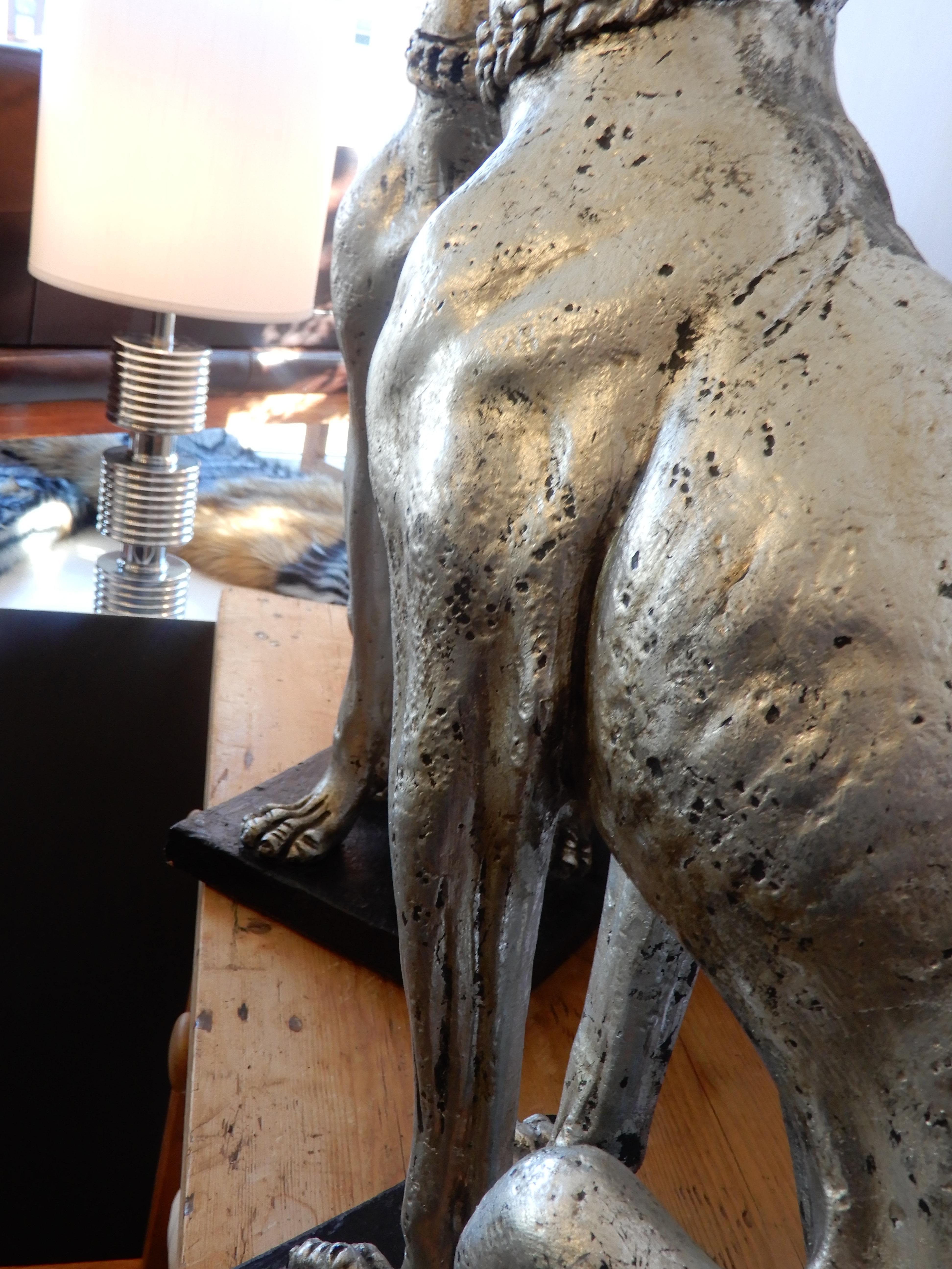 England, Pair of Large Art Deco Whippet Dogs 1