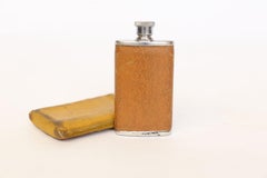 Flasque anglaise de 1 1/2 once en cuir et étui