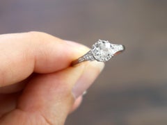 English 1.29 Carat Diamond and Platinum Solitaire Engagement Ring