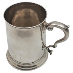 Antique English 1765 George III Sterling Silver Tankard Mug in Georgian Style