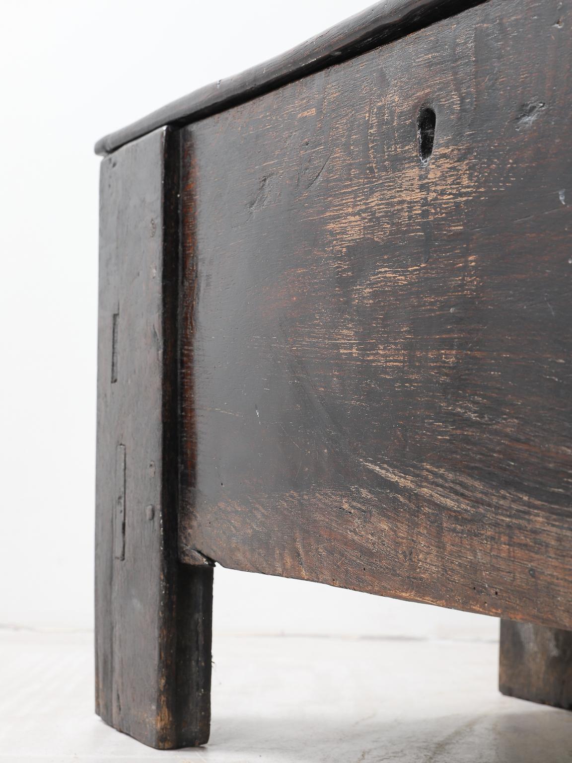 English 17th Century Boarded Oak Ark Coffer For Sale 3