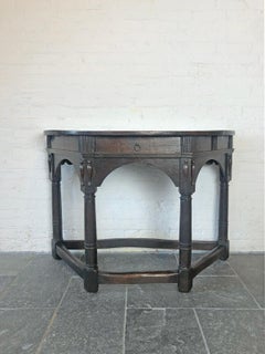 English 17th Century Charles I  Oak Demi-lune Console Table
