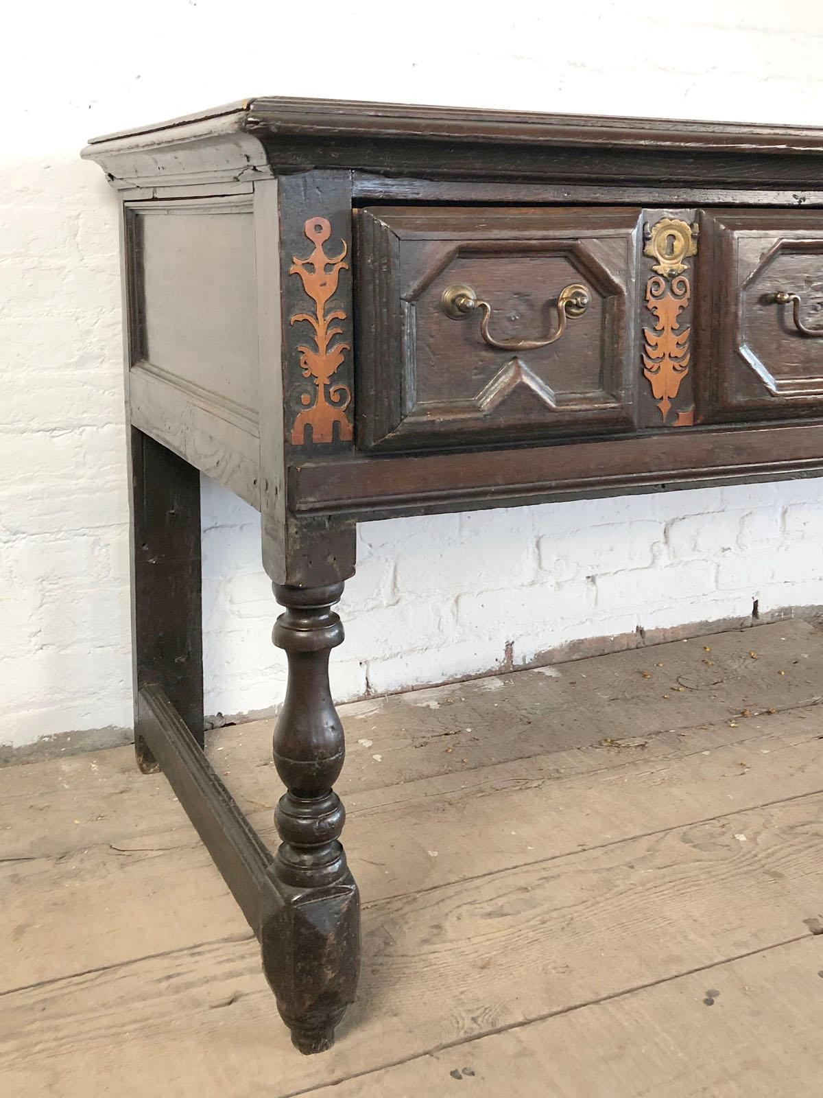 English 17th Century Charles II Oak low Dresser For Sale 3