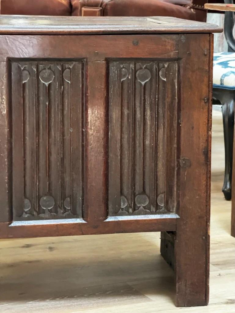 English 17th Century Joined Oak Linenfold Coffer, Stuart Period For Sale 2