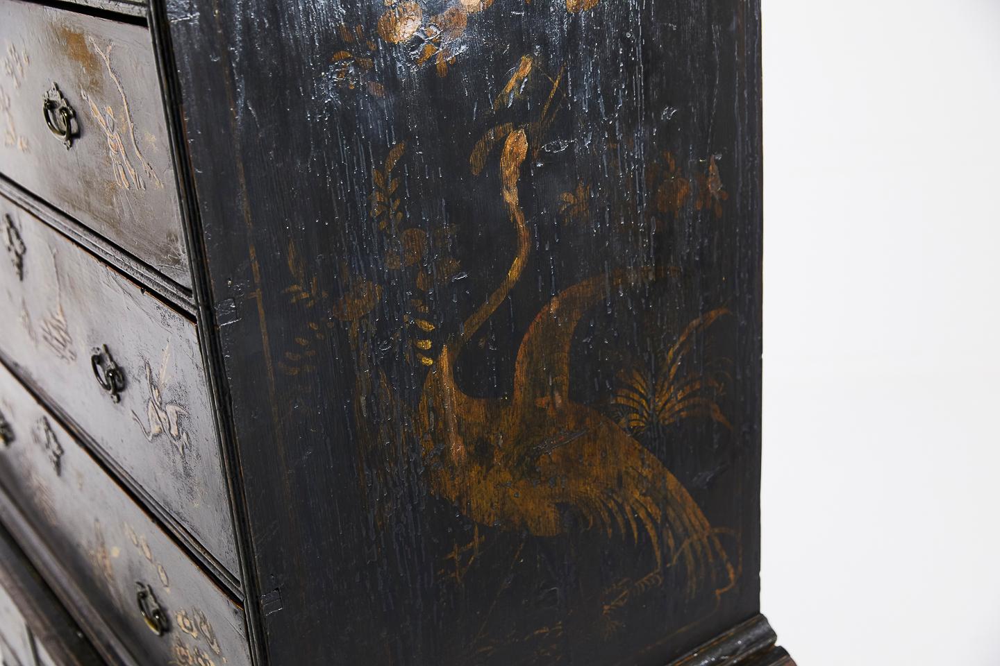 English 17th Century William and Mary Japanned Chest on Stand 1