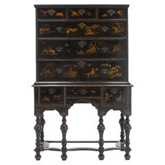English 17th Century William and Mary Japanned Chest on Stand