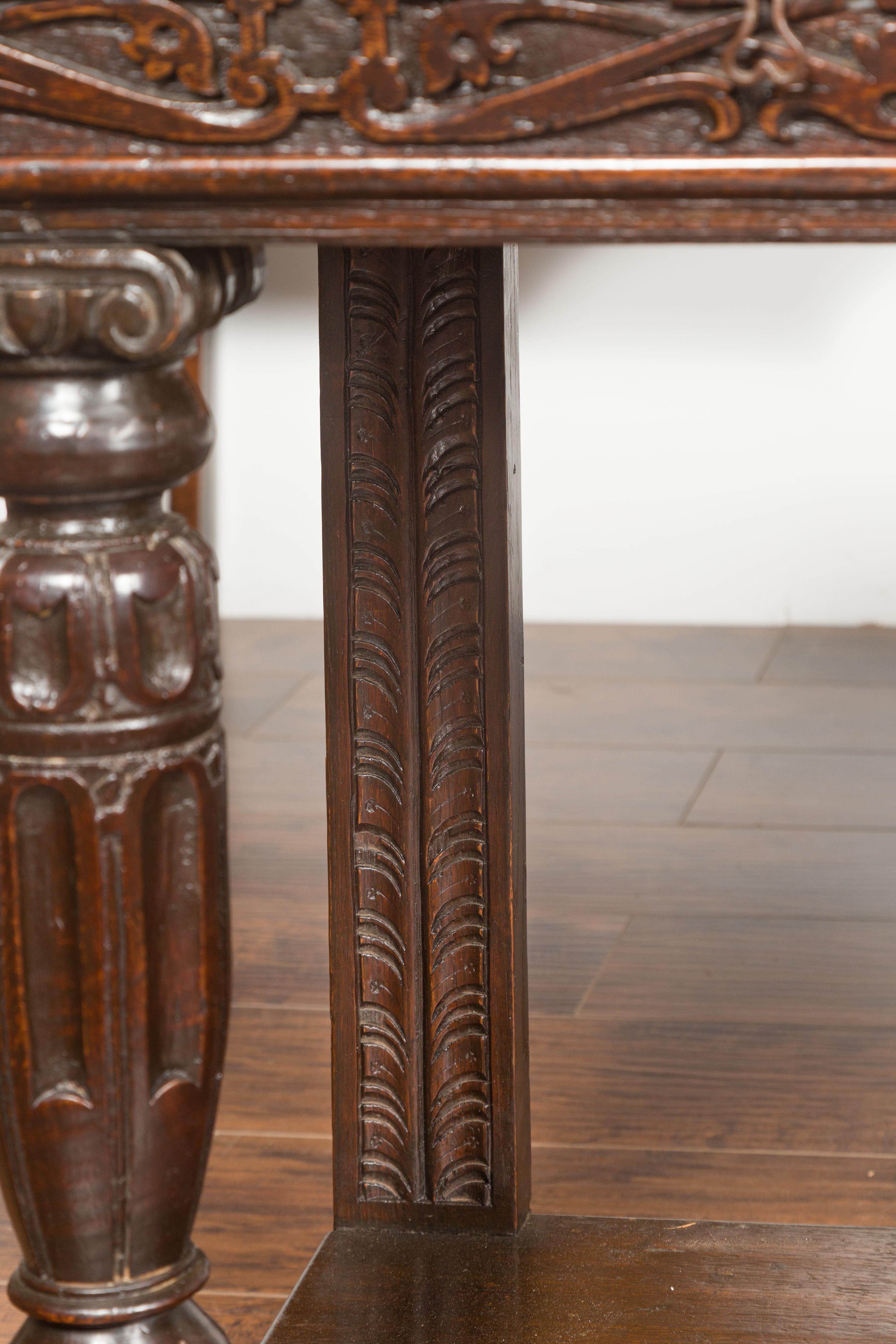 English 1800s George III Oak Console Table with Carved Drawer and Ionic Capitals For Sale 7