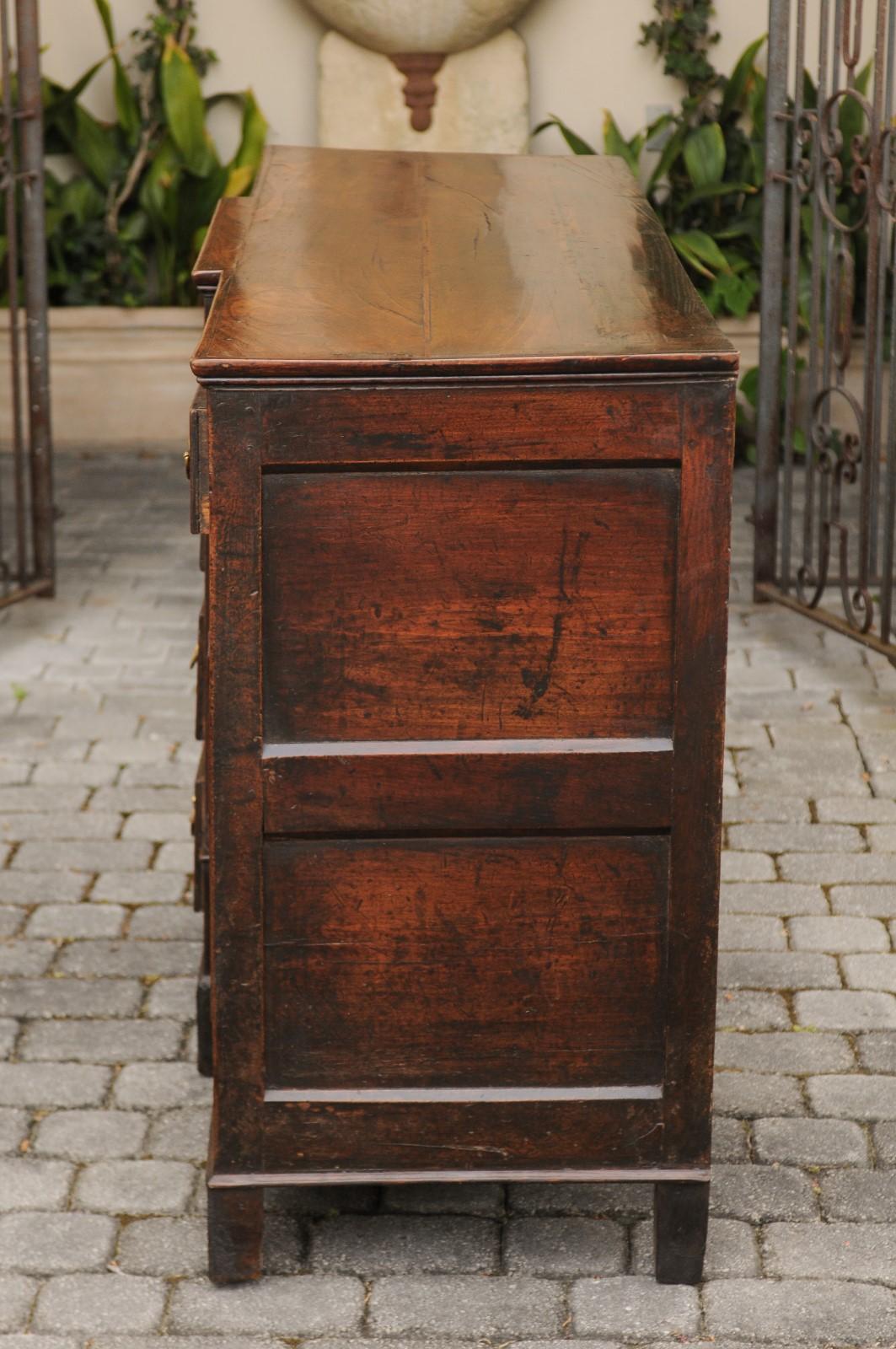 English 1800s George III Oak Dresser Base with Doors, Drawers and Semi-Columns In Good Condition In Atlanta, GA