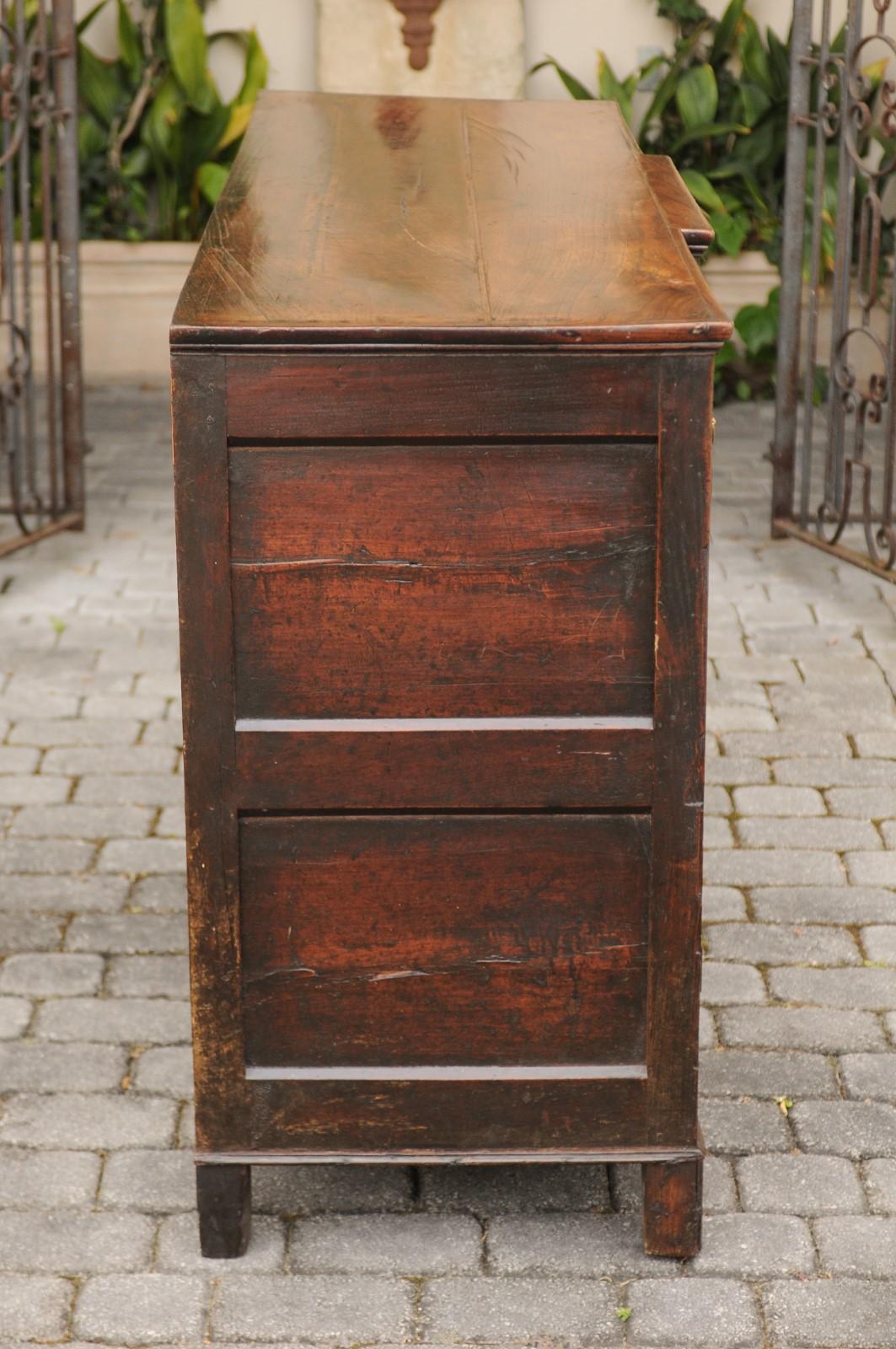 English 1800s George III Oak Dresser Base with Doors, Drawers and Semi-Columns 4