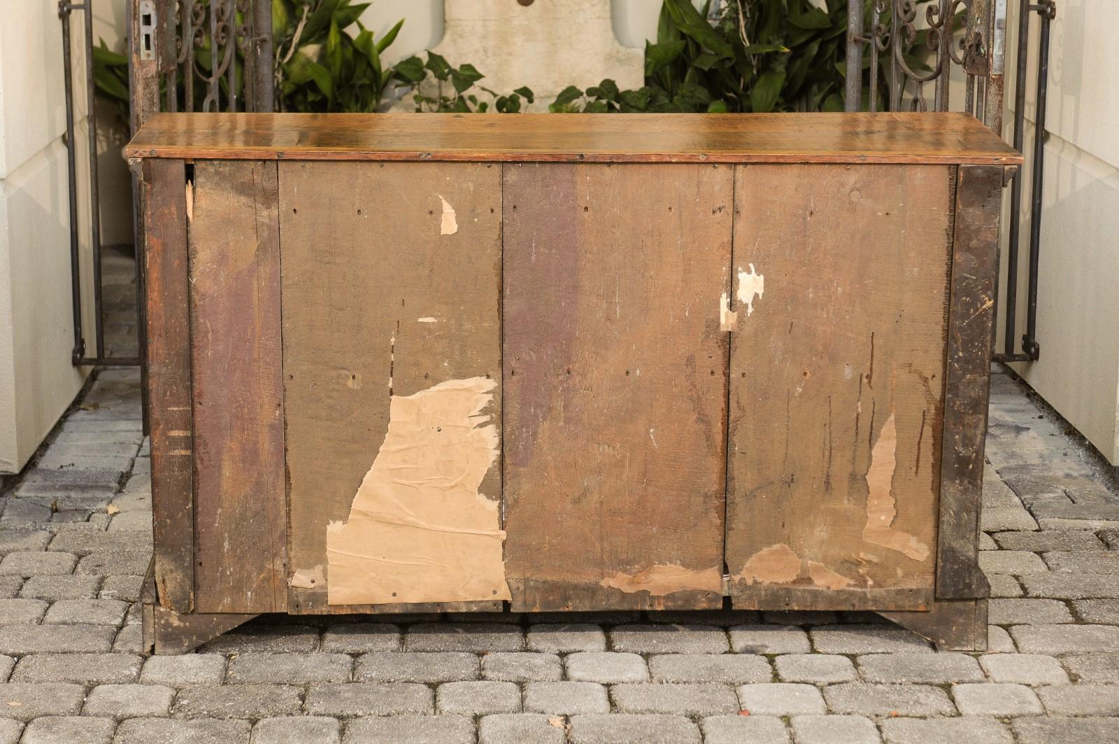 English 1800s Georgian Period Geometric Front Oak Buffet with Door and Drawers 2