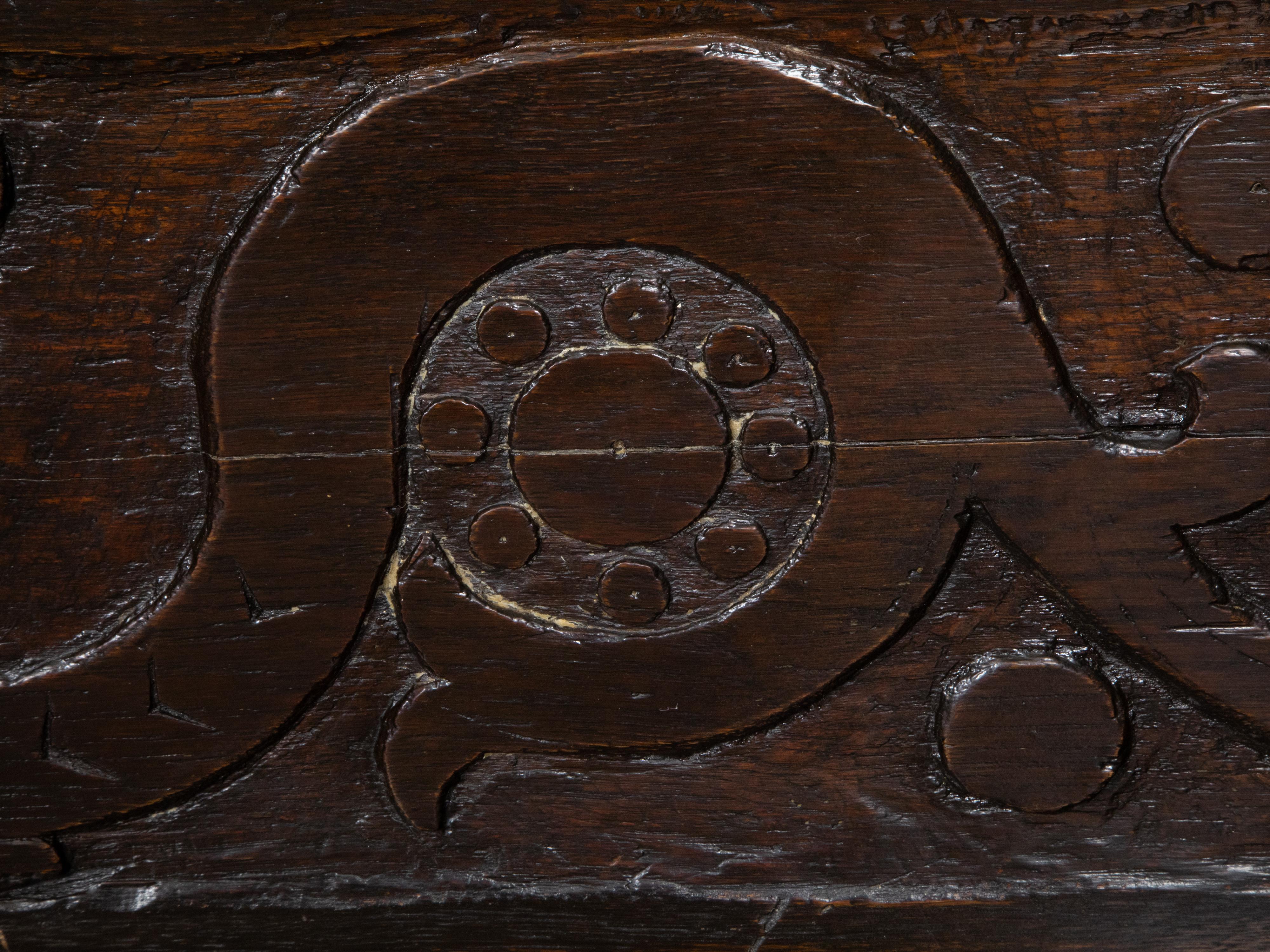 English 1800s Metamorphic Carved Oak Bench Transforming into a Console Table 6