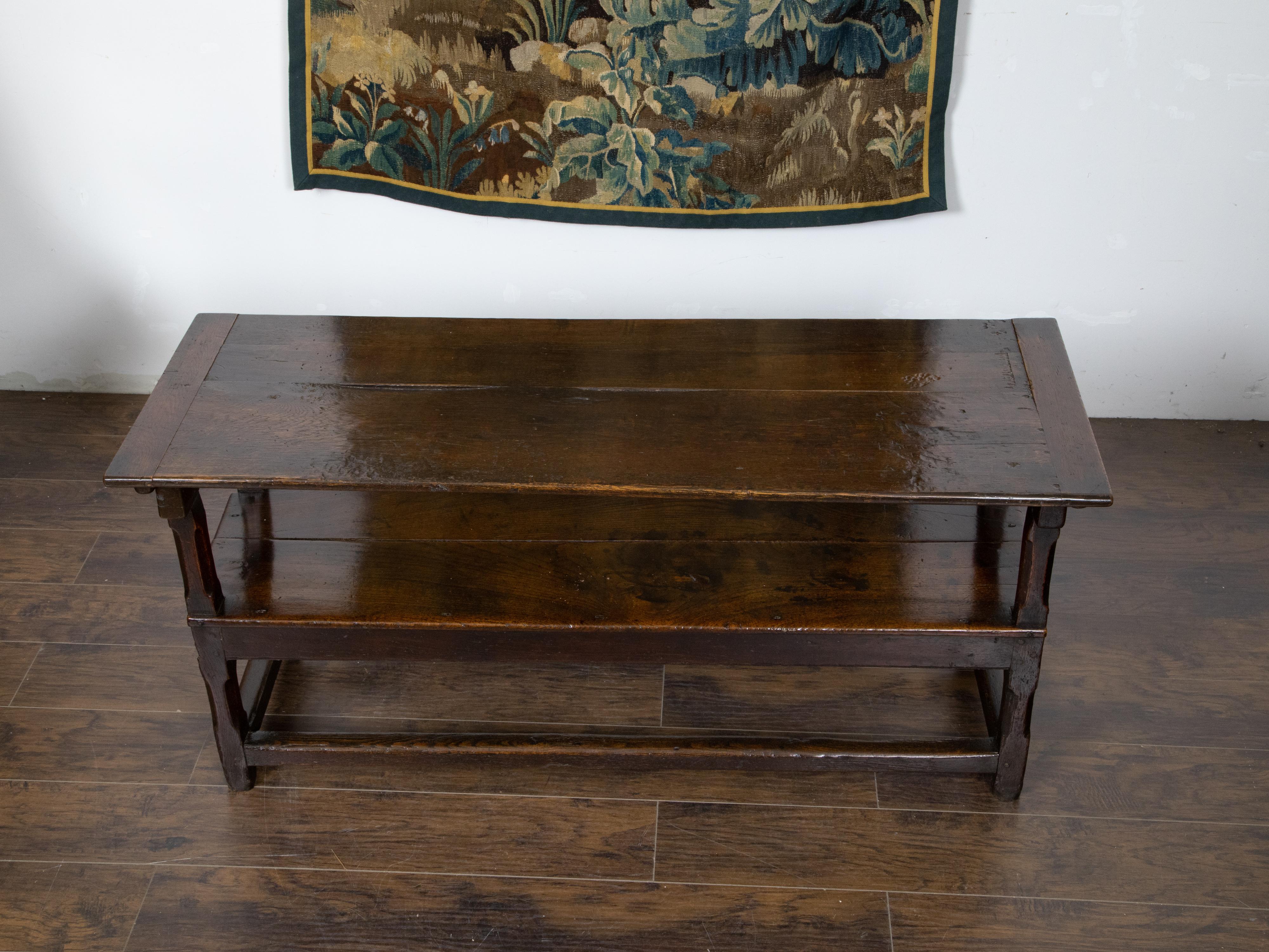 English 1800s Metamorphic Carved Oak Bench Transforming into a Console Table 9