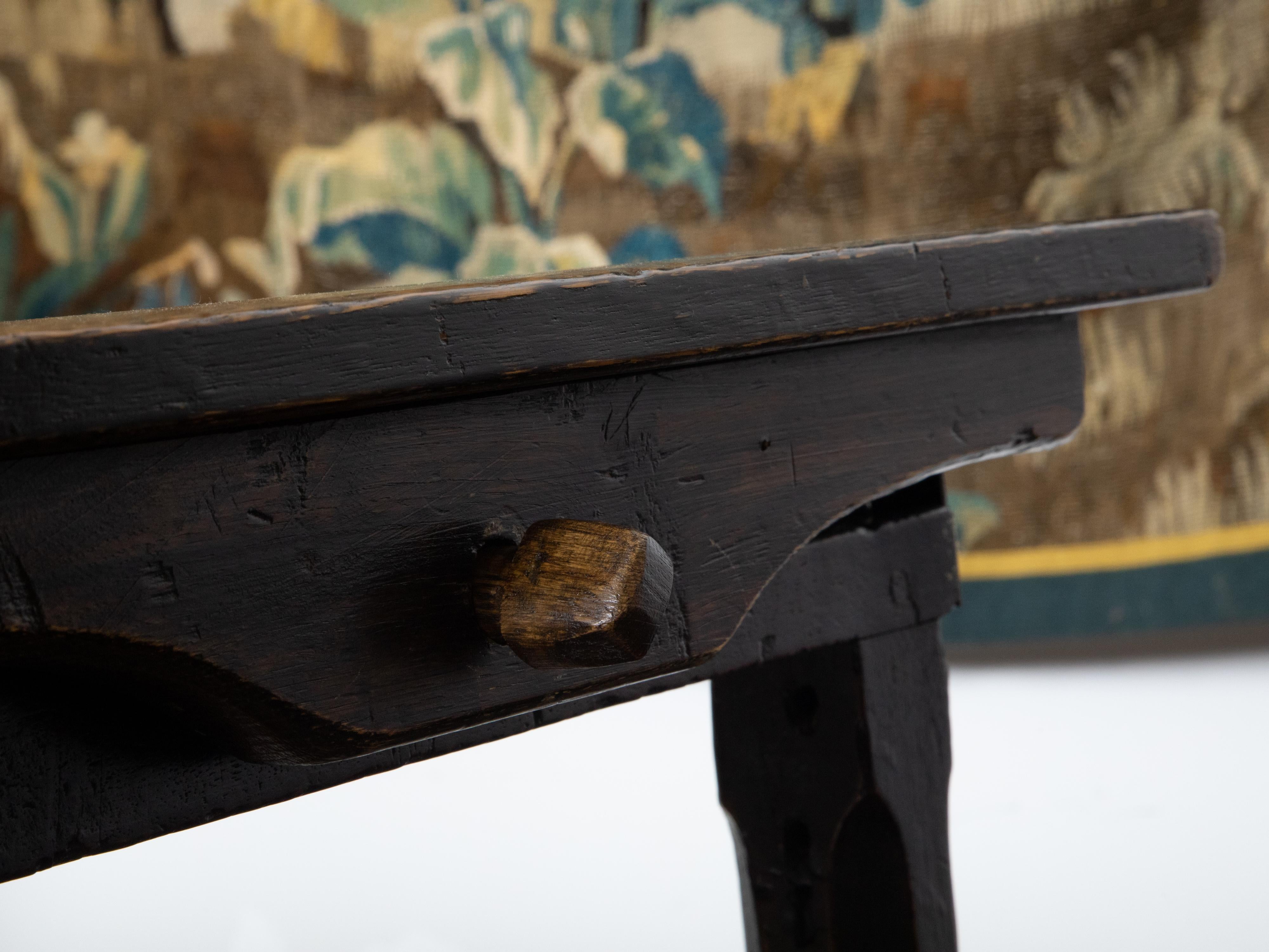 English 1800s Metamorphic Carved Oak Bench Transforming into a Console Table 10