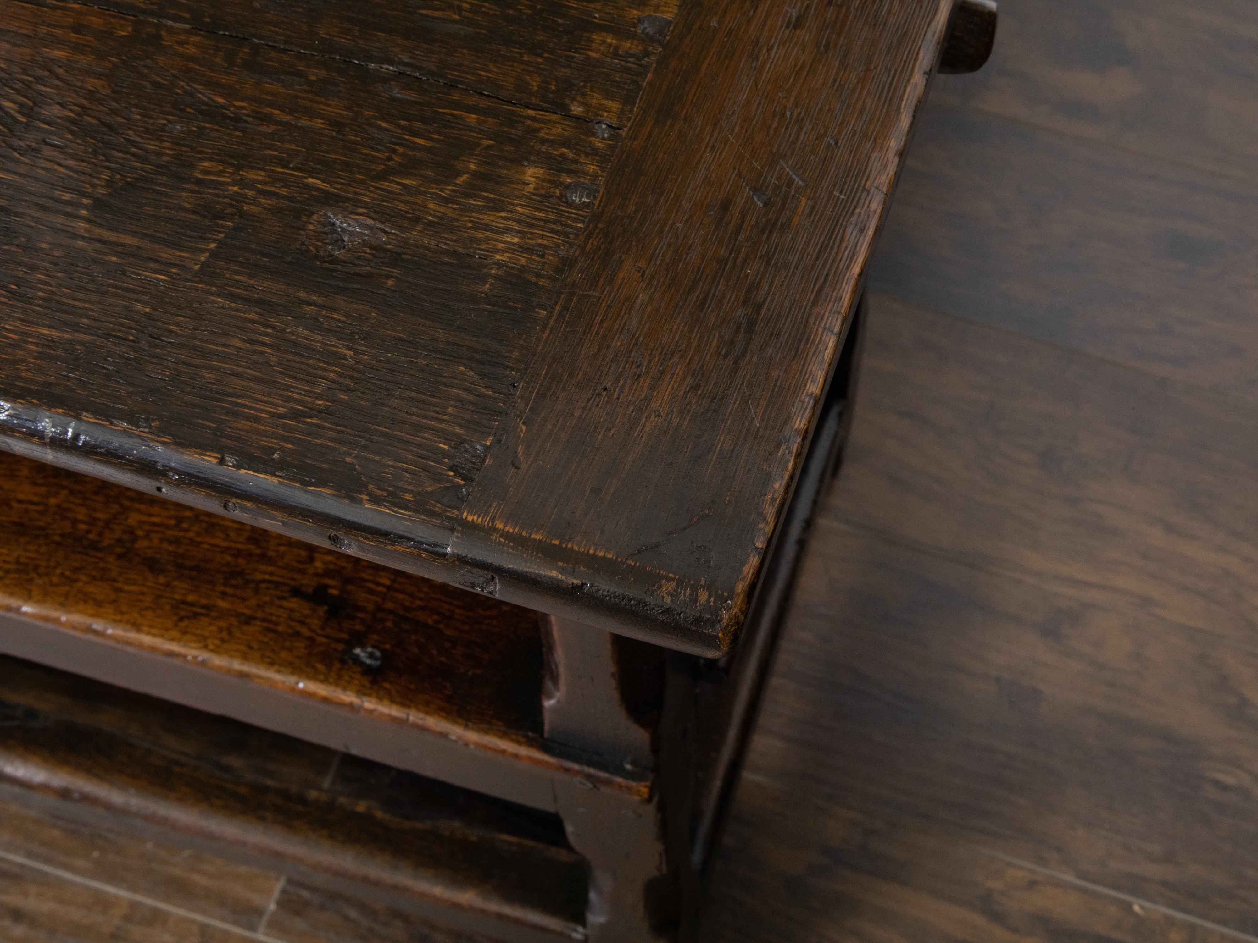 English 1800s Metamorphic Carved Oak Bench Transforming into a Console Table 13