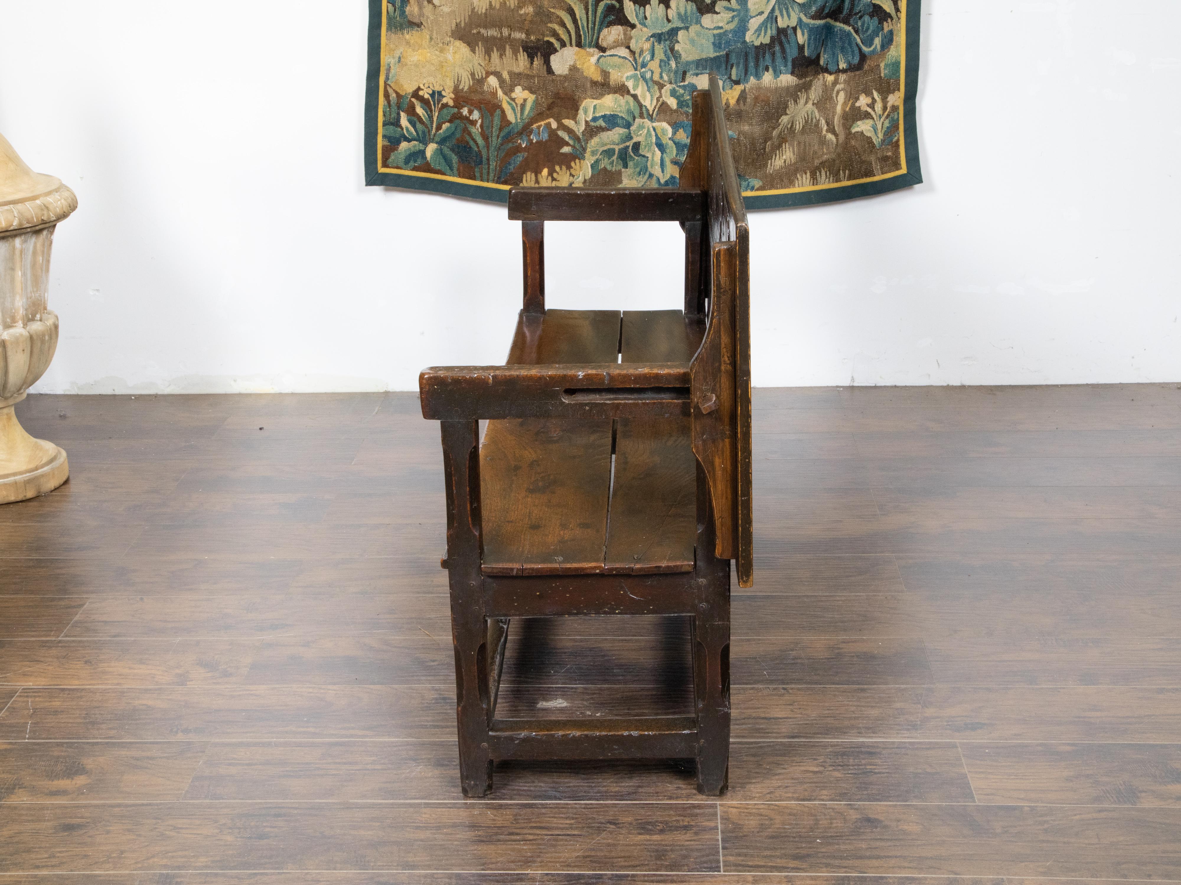 George III English 1800s Metamorphic Carved Oak Bench Transforming into a Console Table