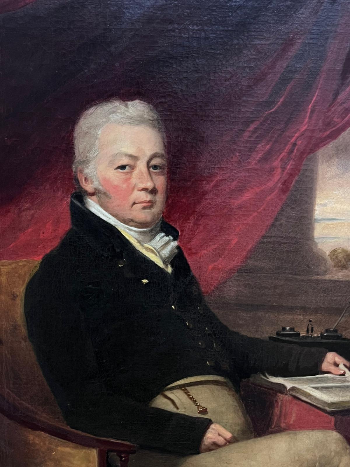 Fine English Georgian 1800's Portrait of English Gentleman in Interior  4