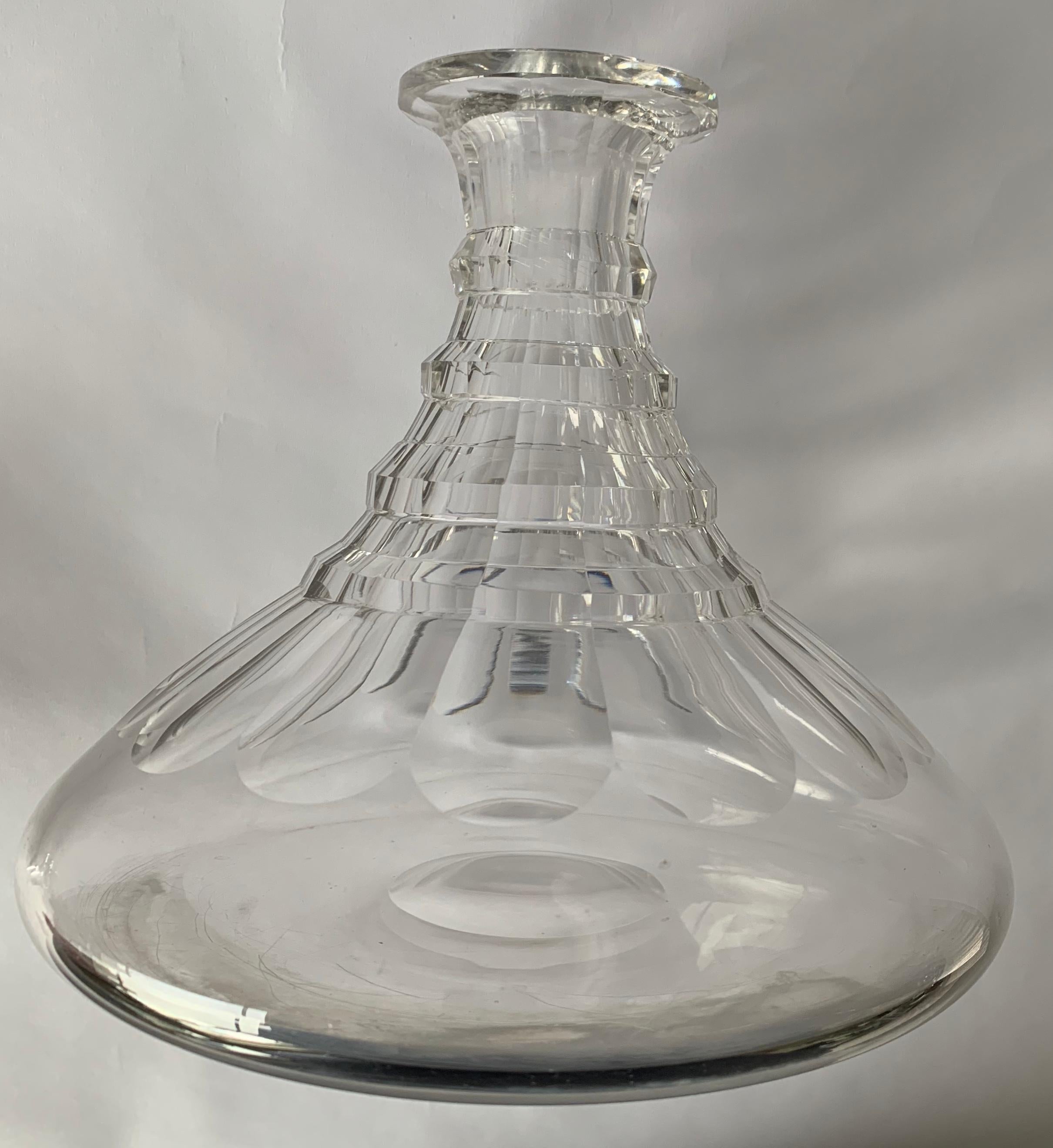 English 1810 George III Cut Glass Ships Decanter For Sale 2