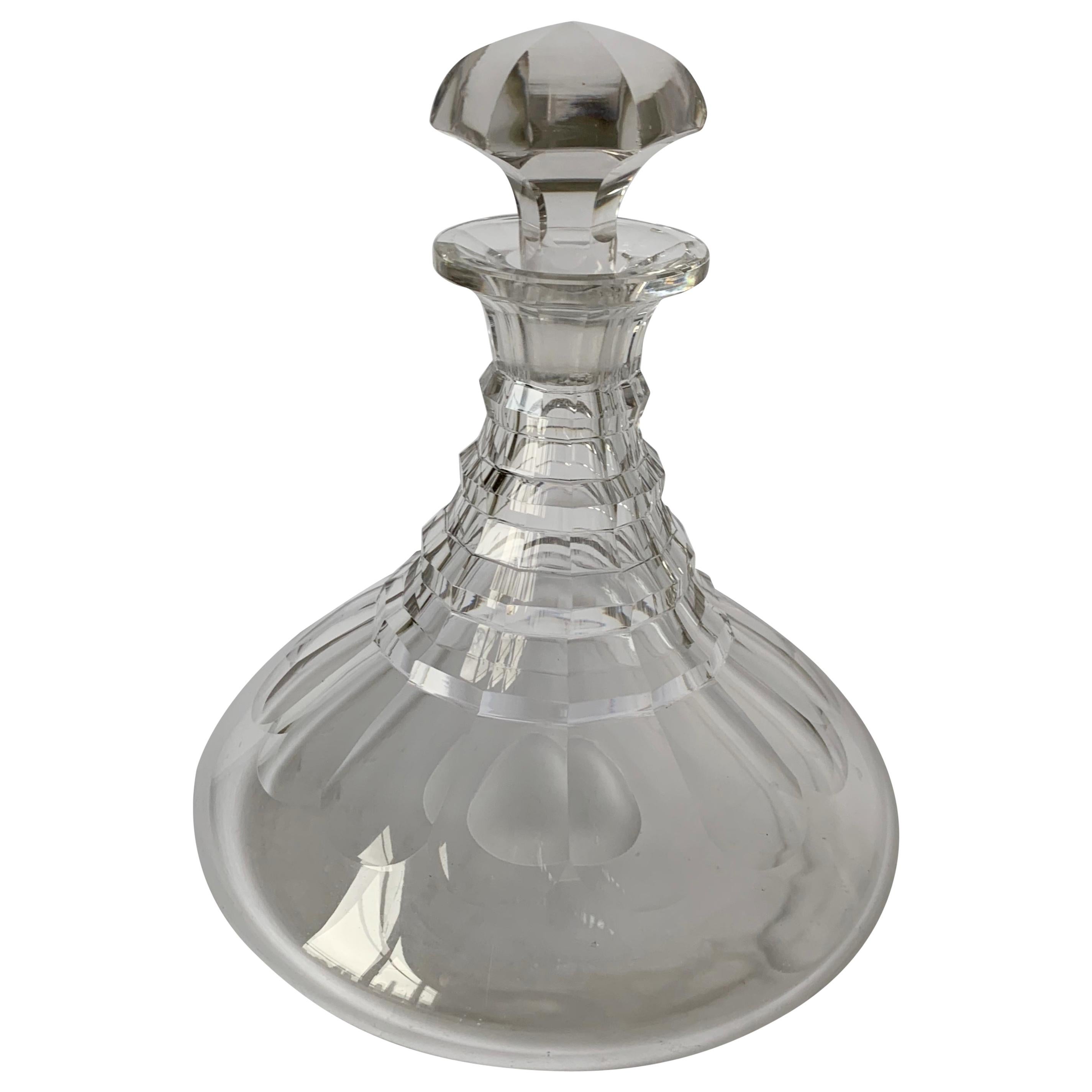 English 1810 George III Cut Glass Ships Decanter For Sale