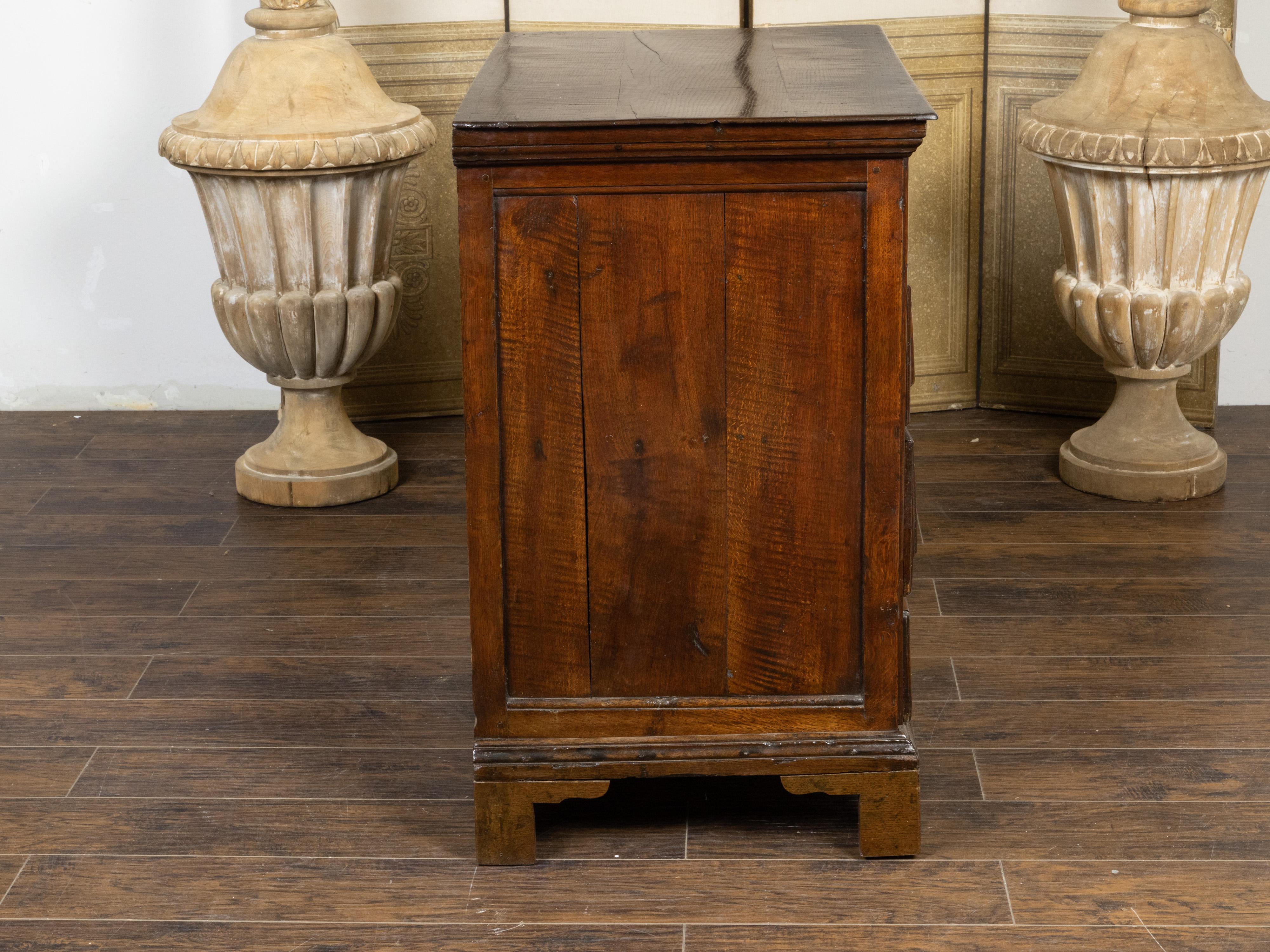 Brass English 1810s George III Period Geometric Front Oak Chest with Five Drawers For Sale