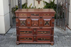 English 1810s Georgian Geometric Front Four-Drawer Chest with Macassar Ebony