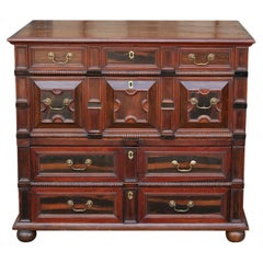 Antique English 1810s Georgian Geometric Front Four-Drawer Chest with Macassar Ebony