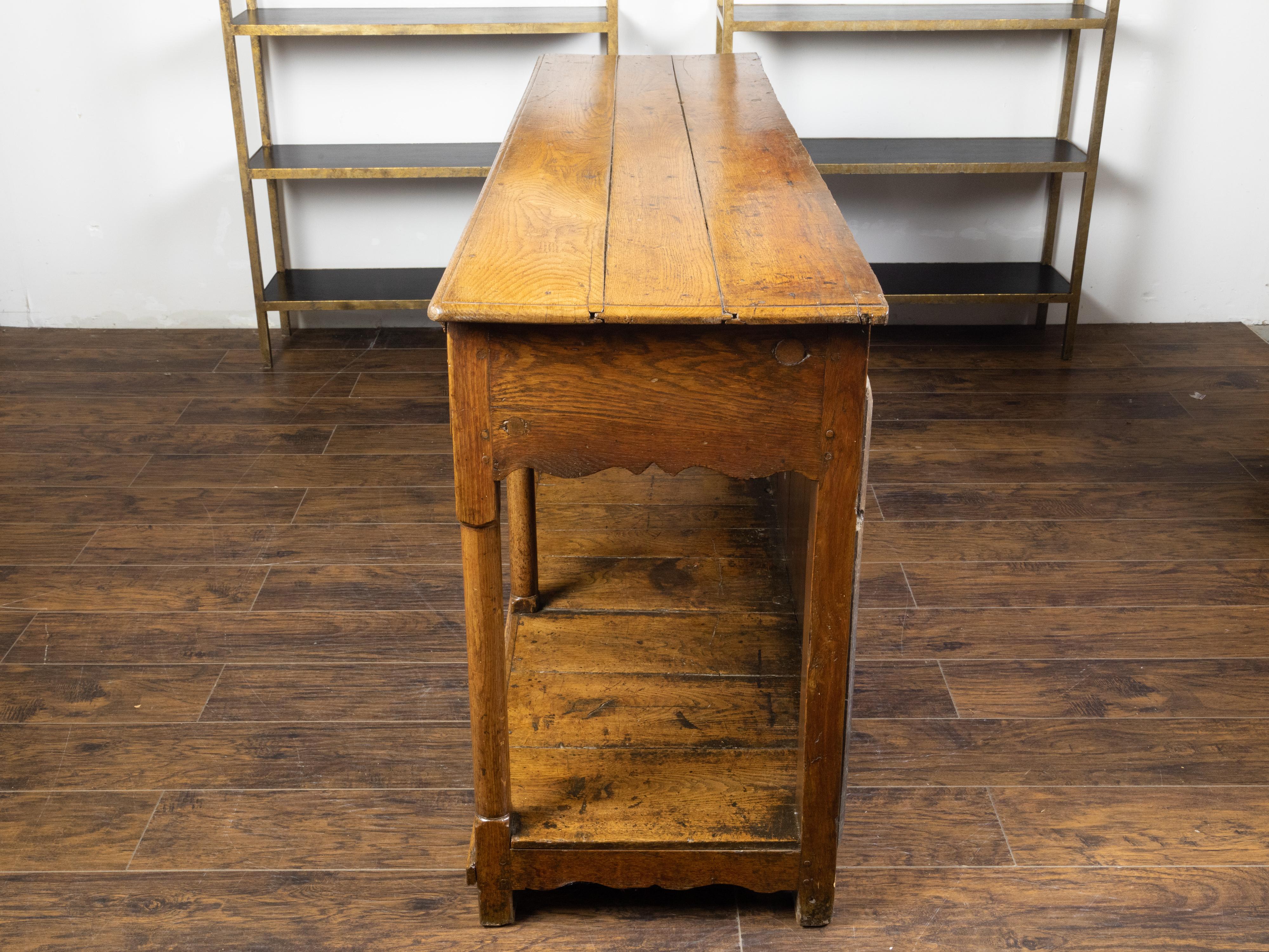 English 1820s Georgian Dresser Base with Three Drawers and Pot Board Shelf 4