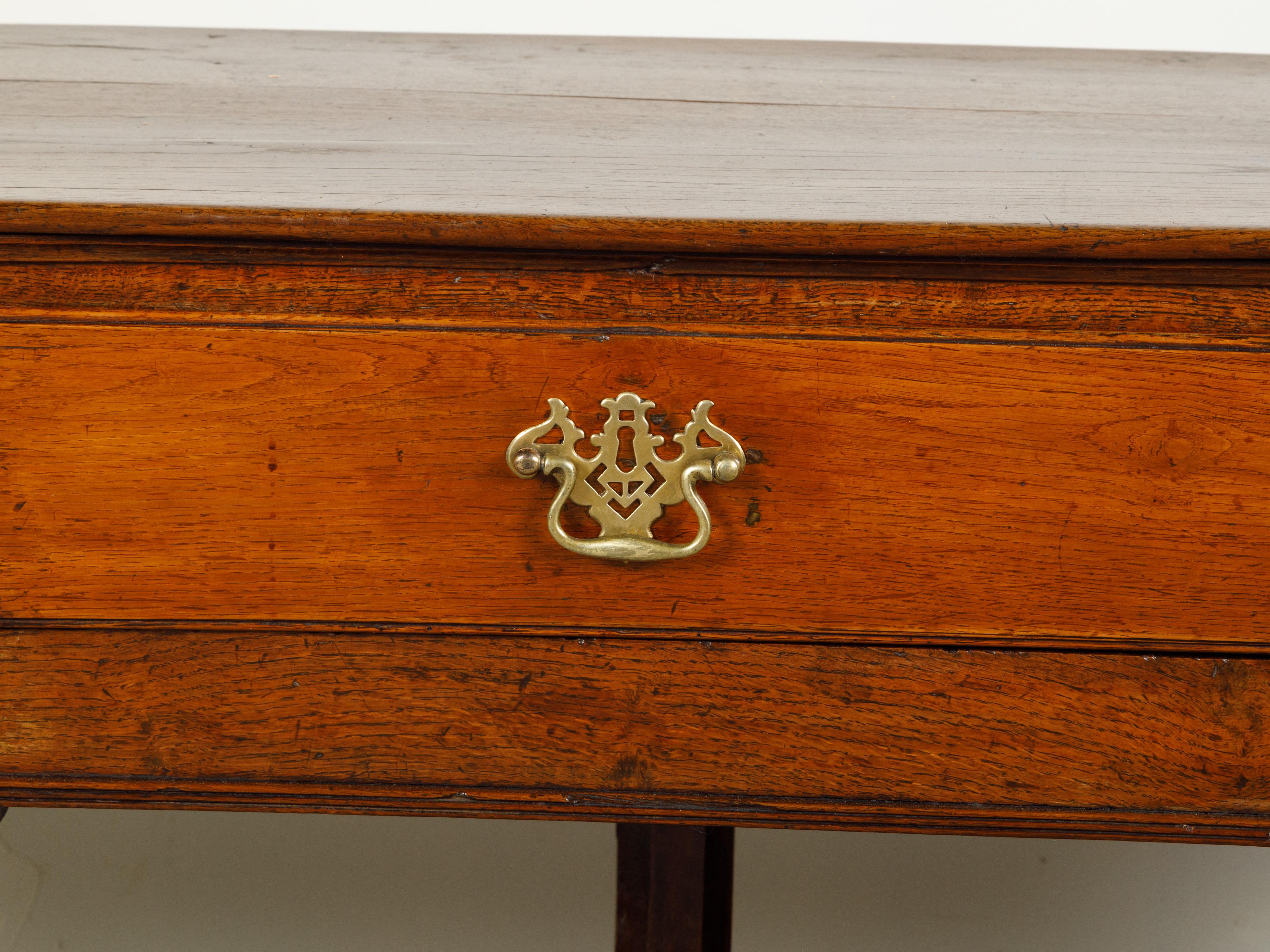 English 1820s Georgian Oak Dresser Base with Three Drawers and Pot Board Shelf 5