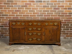 English 1820s Georgian Period Oak Dresser Base with Doric Semi Columns