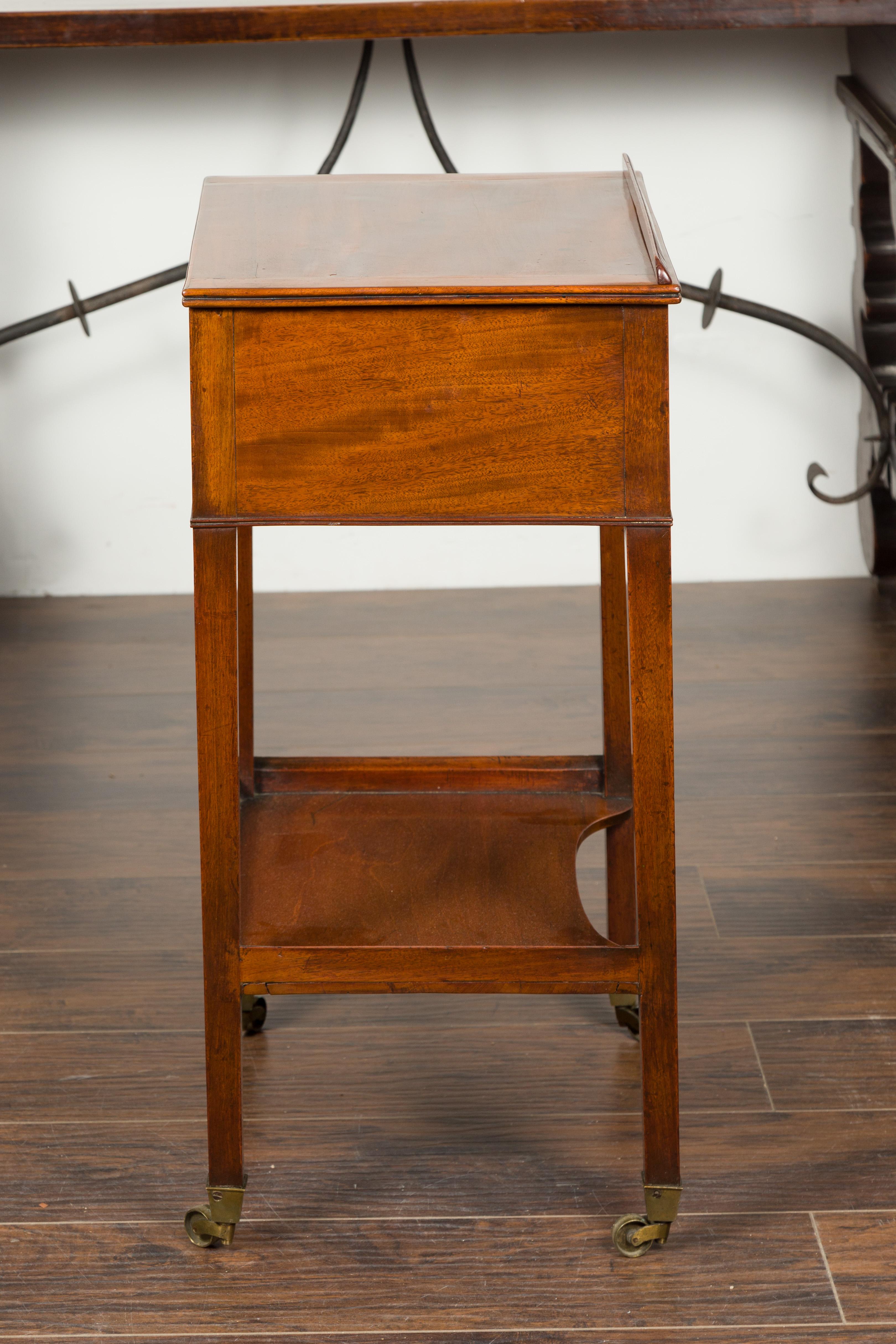 English 1820s Mahogany Architect's Table with Tilt Top, Single Drawer and Shelf 6