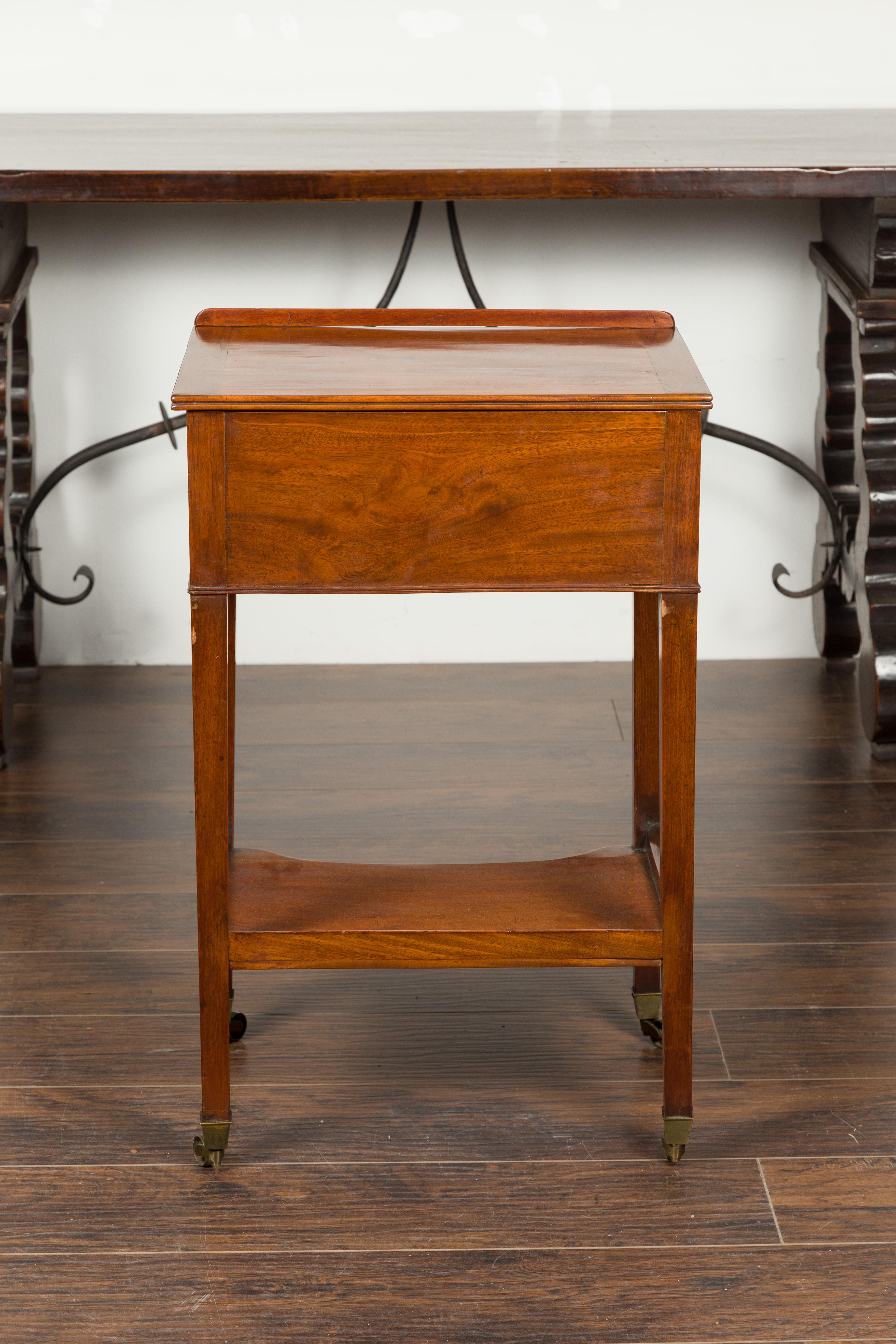 English 1820s Mahogany Architect's Table with Tilt Top, Single Drawer and Shelf 7