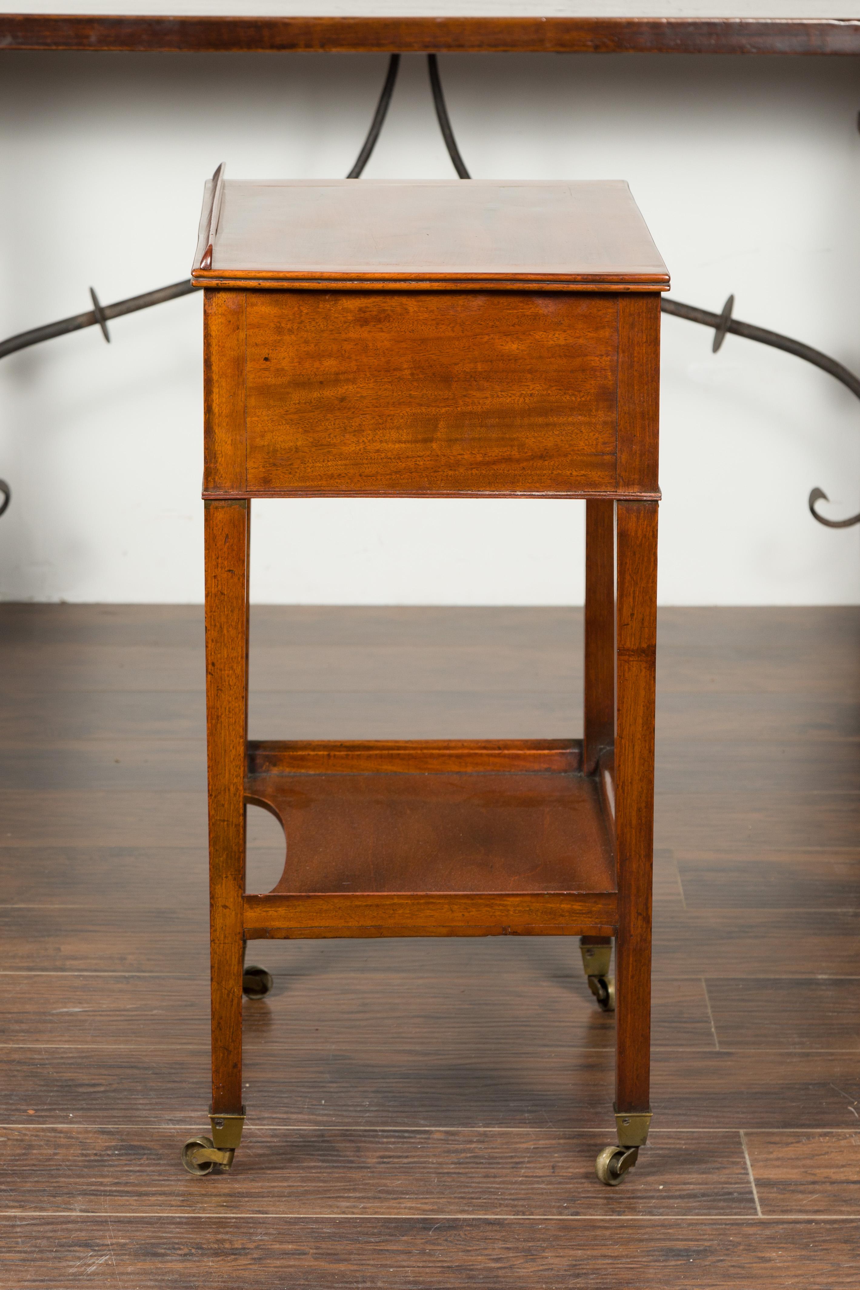 English 1820s Mahogany Architect's Table with Tilt Top, Single Drawer and Shelf 9