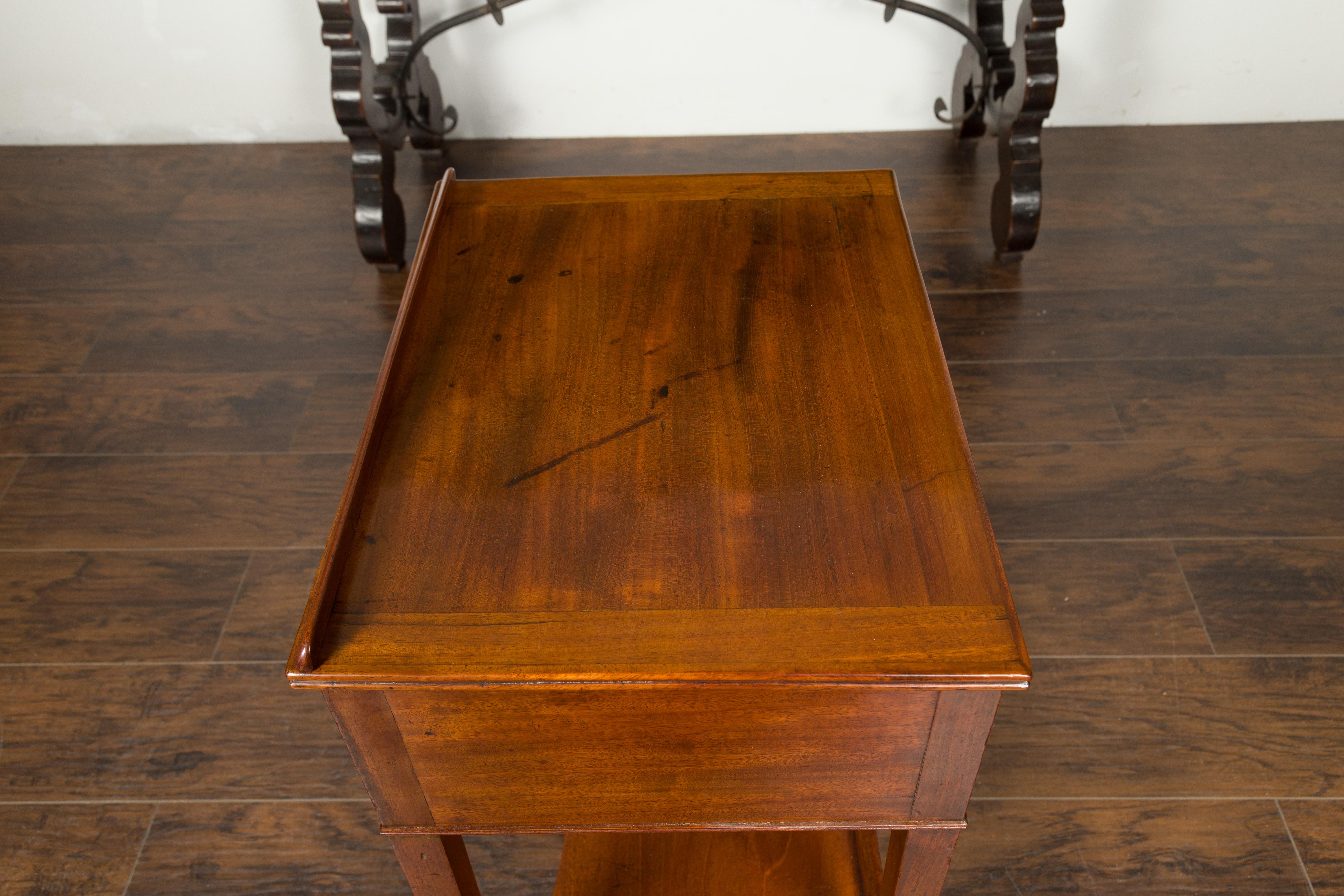 English 1820s Mahogany Architect's Table with Tilt Top, Single Drawer and Shelf 10