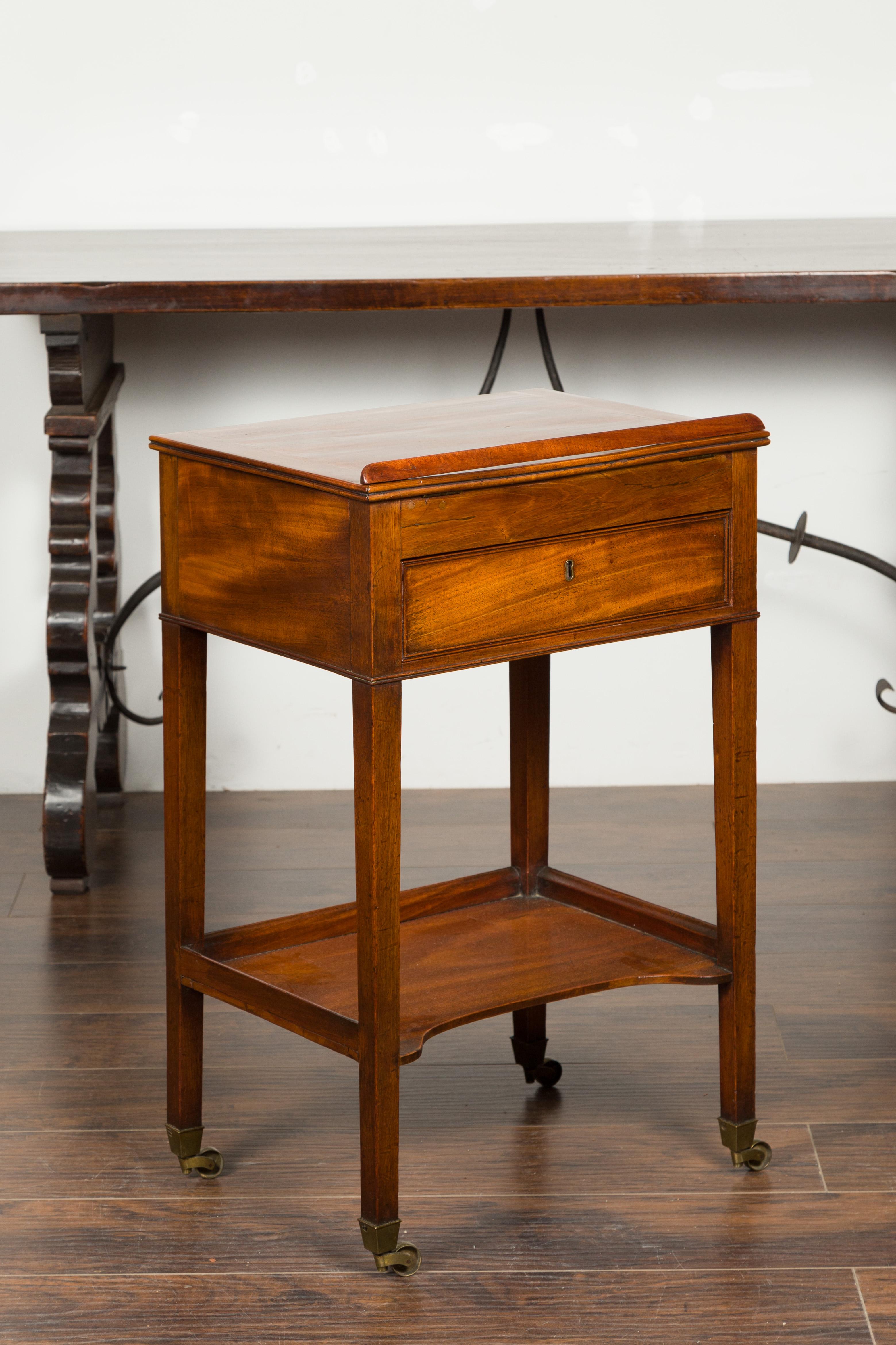 English 1820s Mahogany Architect's Table with Tilt Top, Single Drawer and Shelf In Good Condition In Atlanta, GA