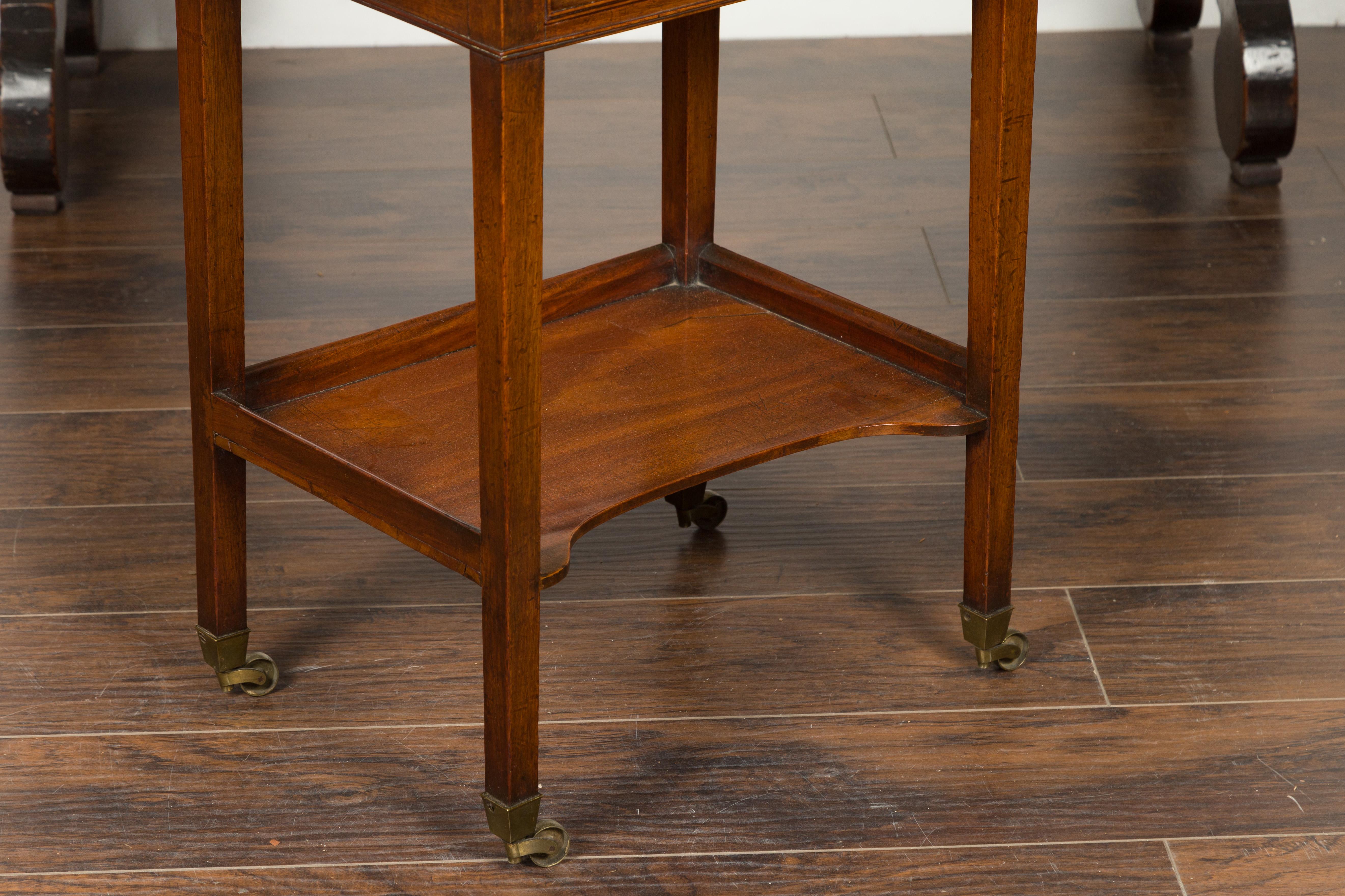 English 1820s Mahogany Architect's Table with Tilt Top, Single Drawer and Shelf 3