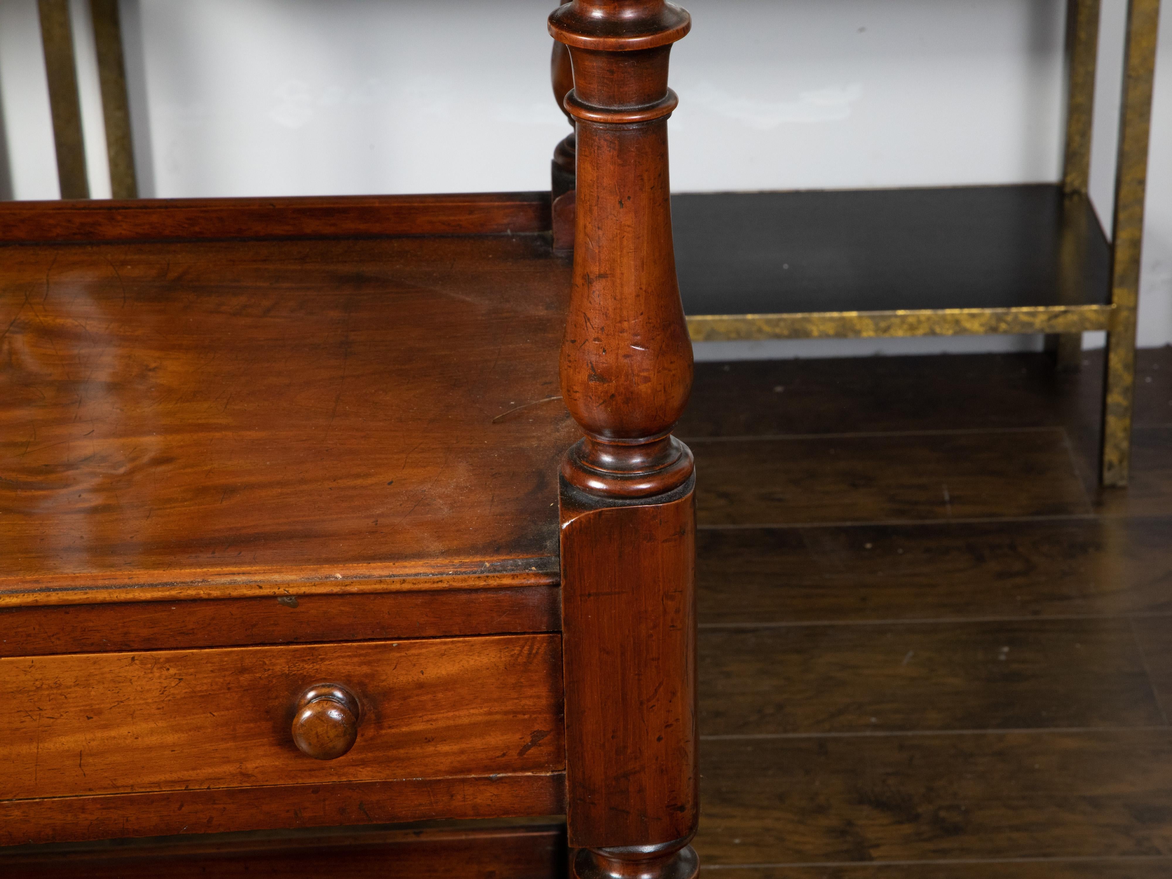 English 1820s Mahogany Trolley on Casters with Open Shelves and Two Drawers For Sale 8