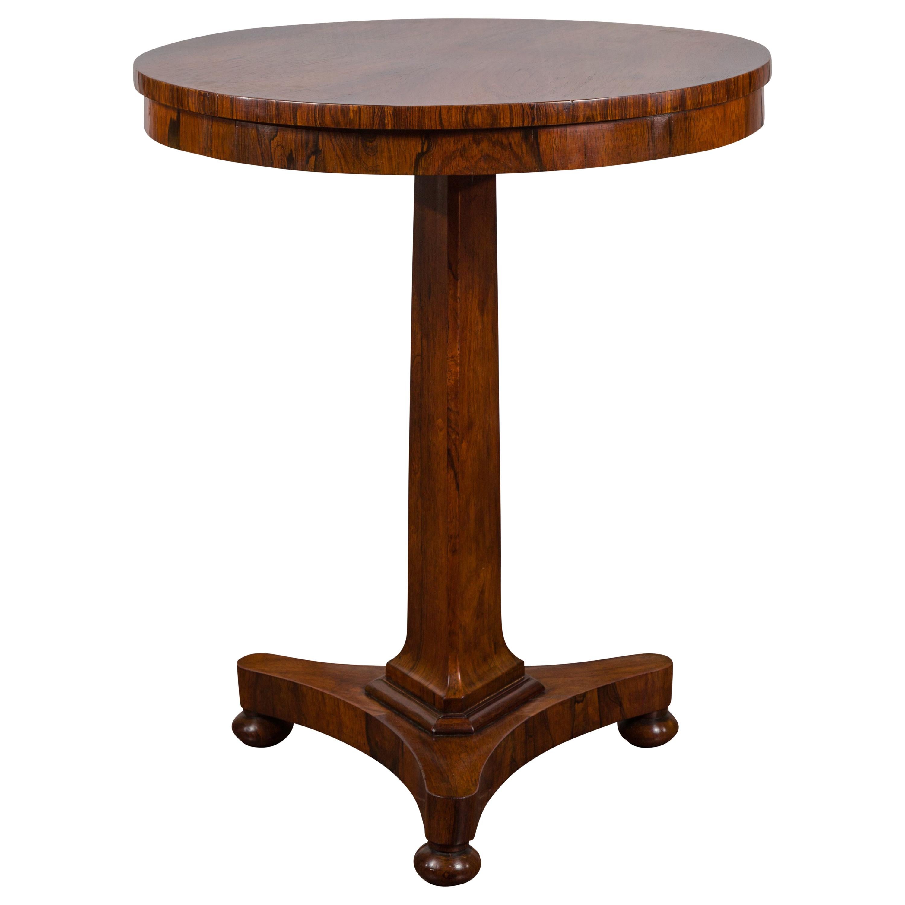 English 1820s Regency Period Rosewood Pedestal Side Table with Circular Top For Sale at 1stDibs