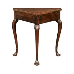 Antique English 1830s Mahogany Console Table with Triangular Top and Cabriole Legs