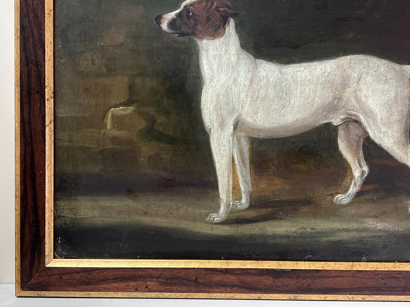 Pittura a olio inglese dei primi anni del 1800 Ritratto di un cane terrier in un paesaggio - Painting Vittoriano di English 1830's