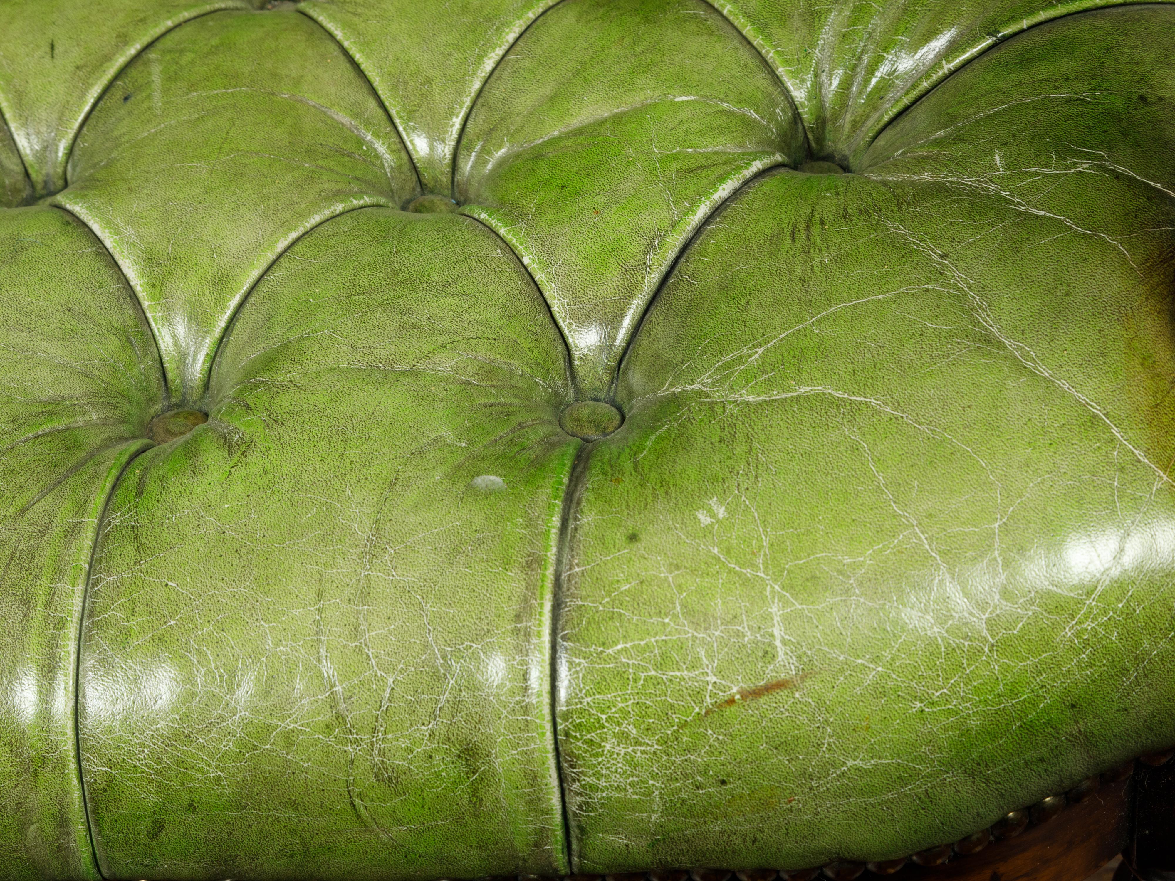 green tufted chair