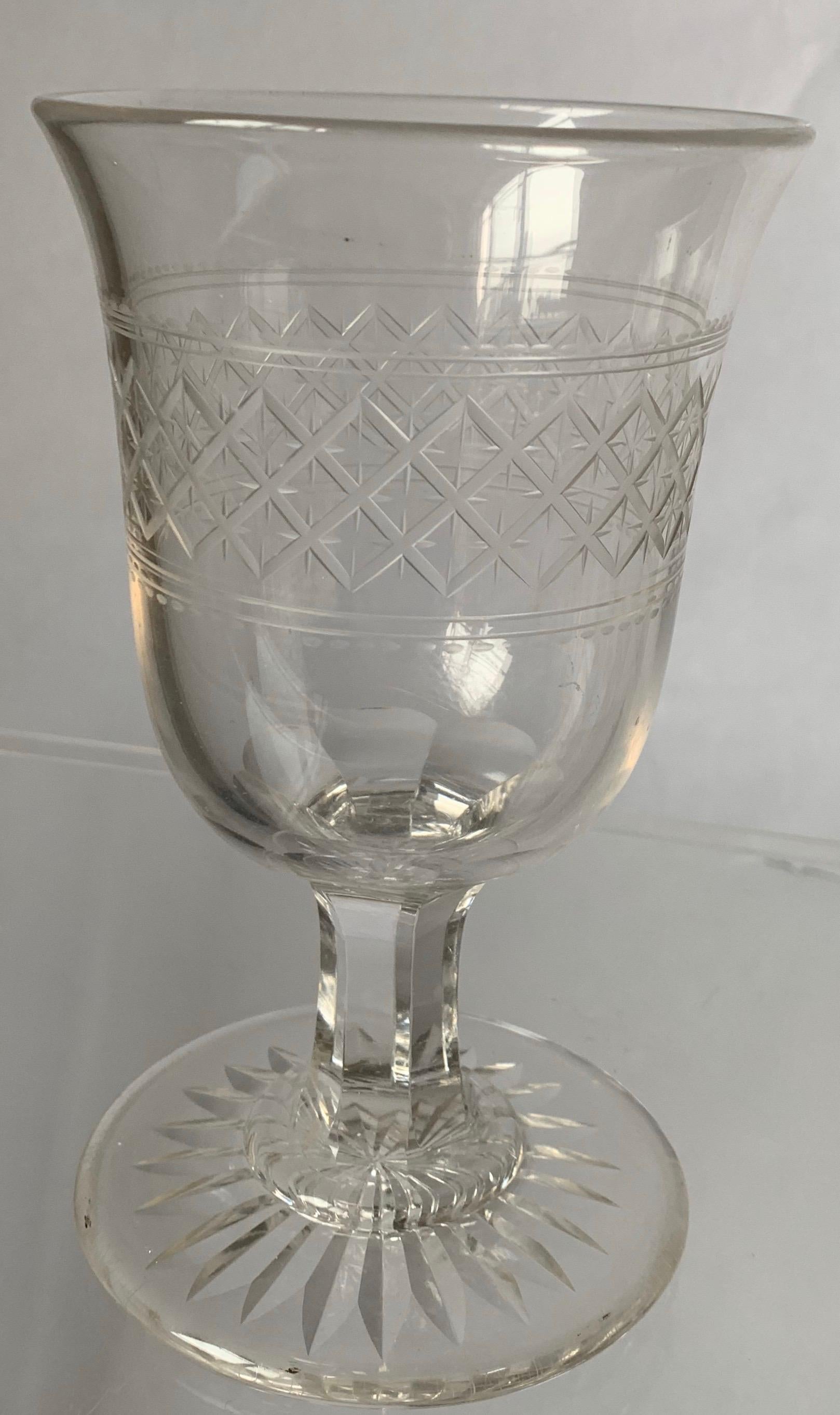 Georgian English 1840s Cut Glass Chalice For Sale