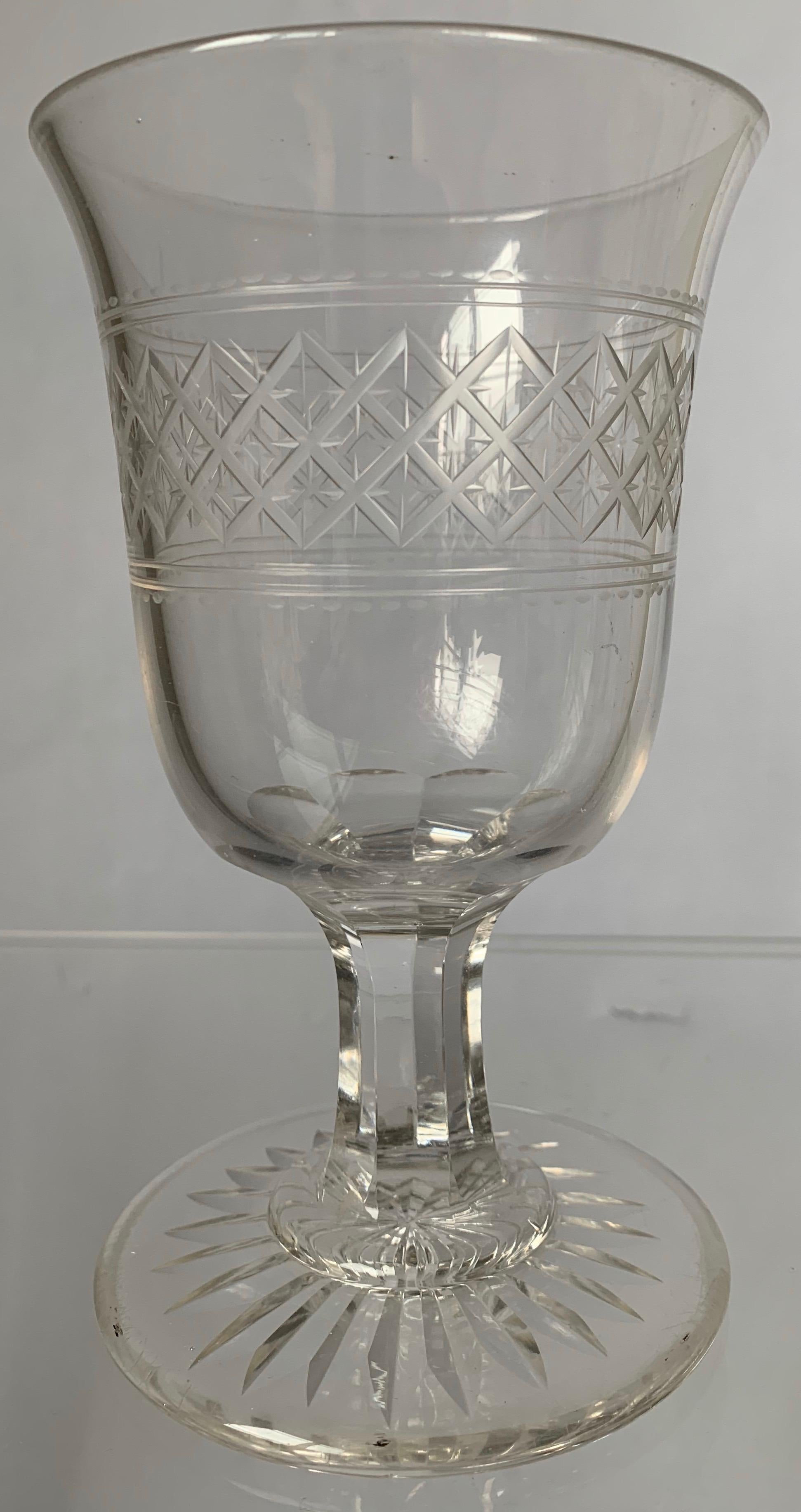 Mid-19th Century English 1840s Cut Glass Chalice For Sale