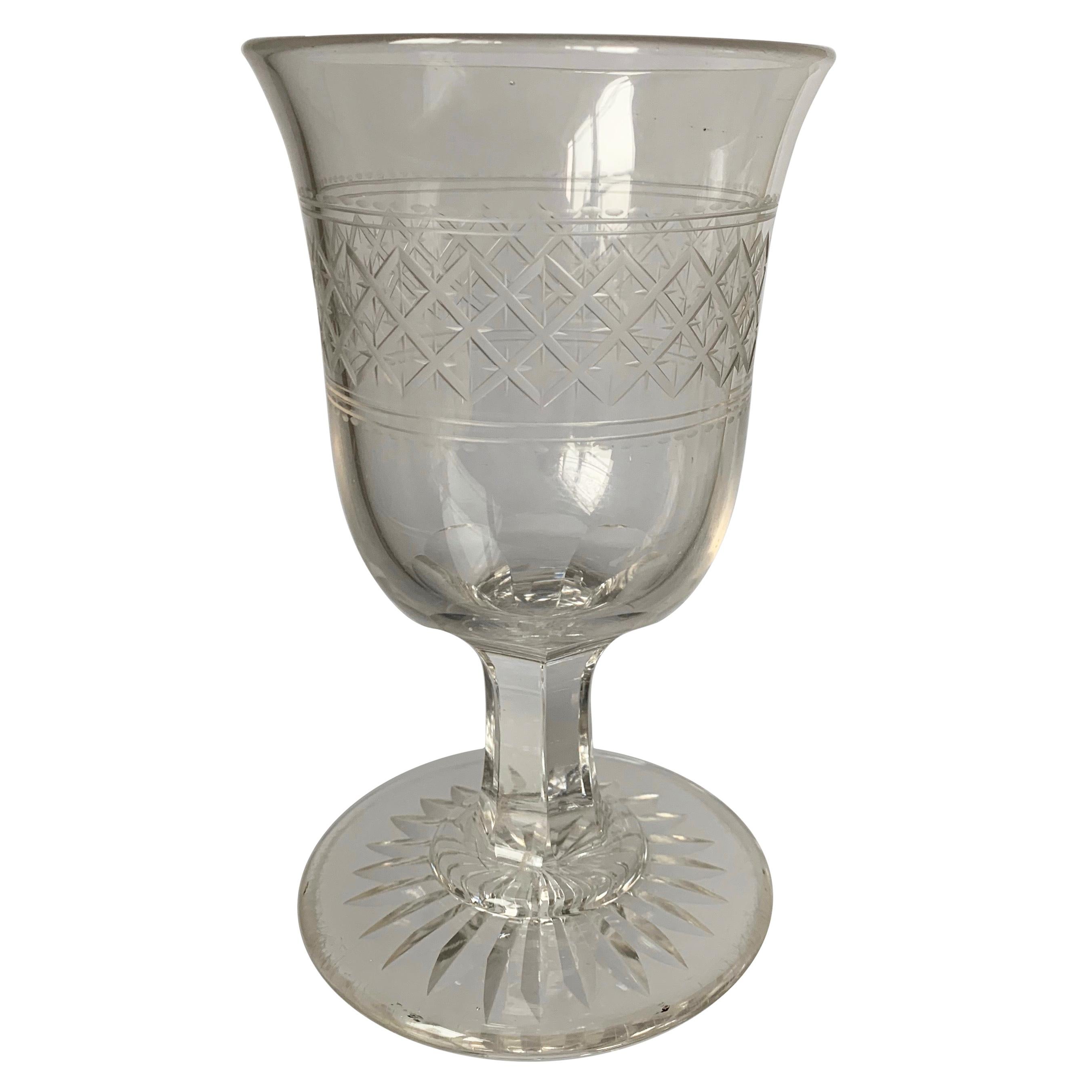 Calice anglais en verre taillé des années 1840