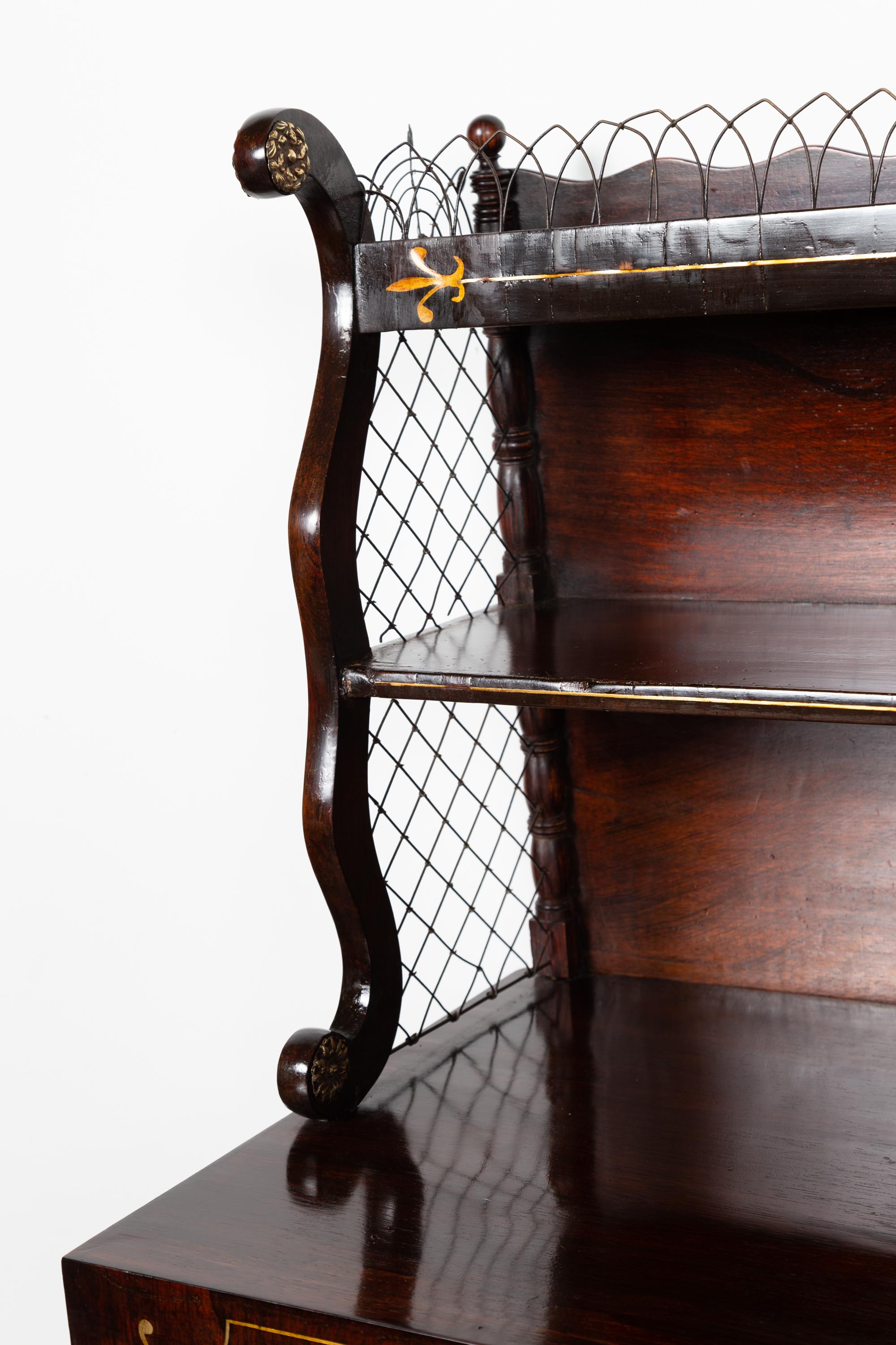 English 1840s Mahogany Cabinet with Faux-Book Doors and Open Shelves 4