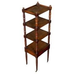 English 1840s Mahogany Four-Tiered Trolley with Turned Side Posts and Casters